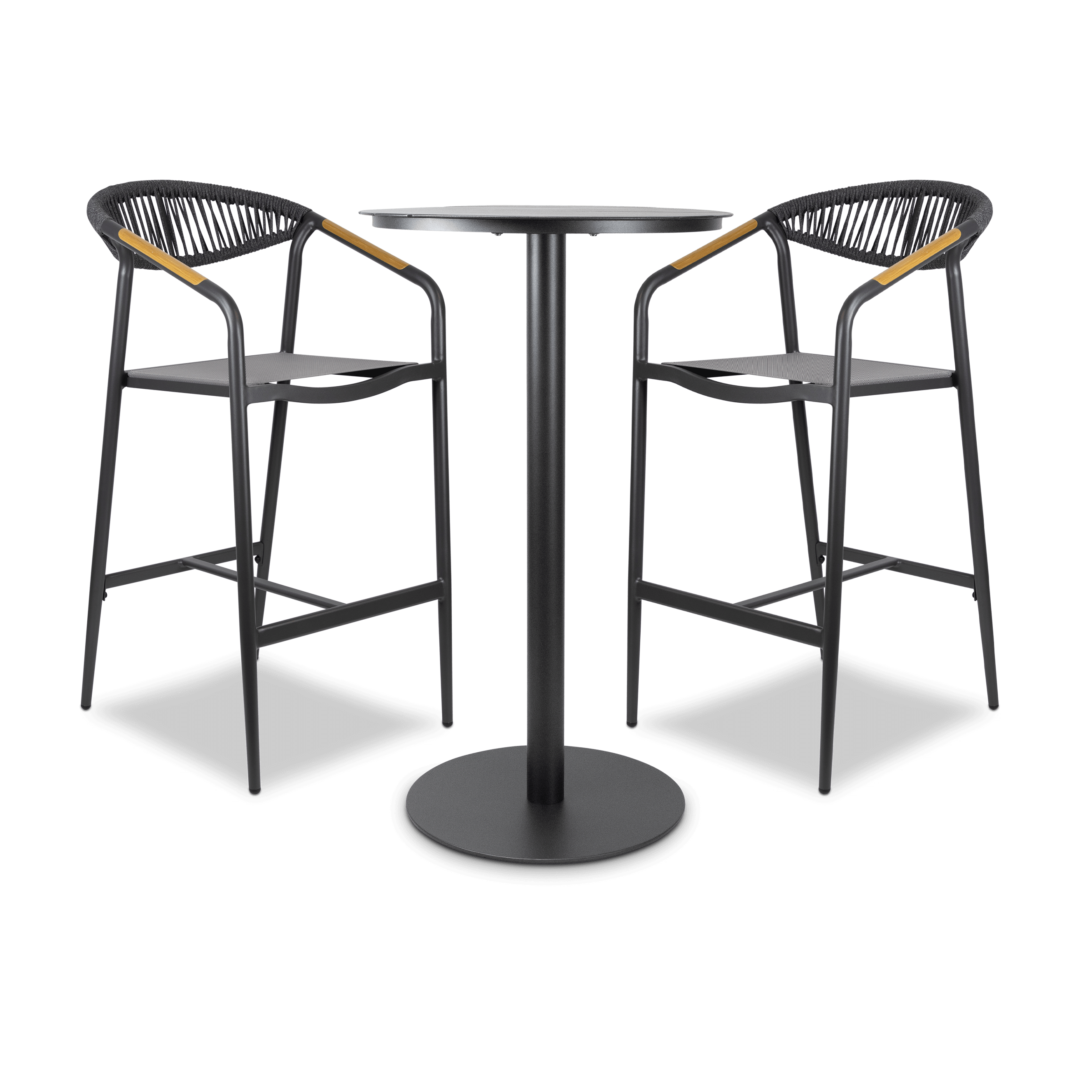 Gunmetal Aluminum 3-Piece Round Bar Stool Set - Cafe Collection | Perfect for Kitchen Islands, Breakfast Nooks & Small Dining Spaces
