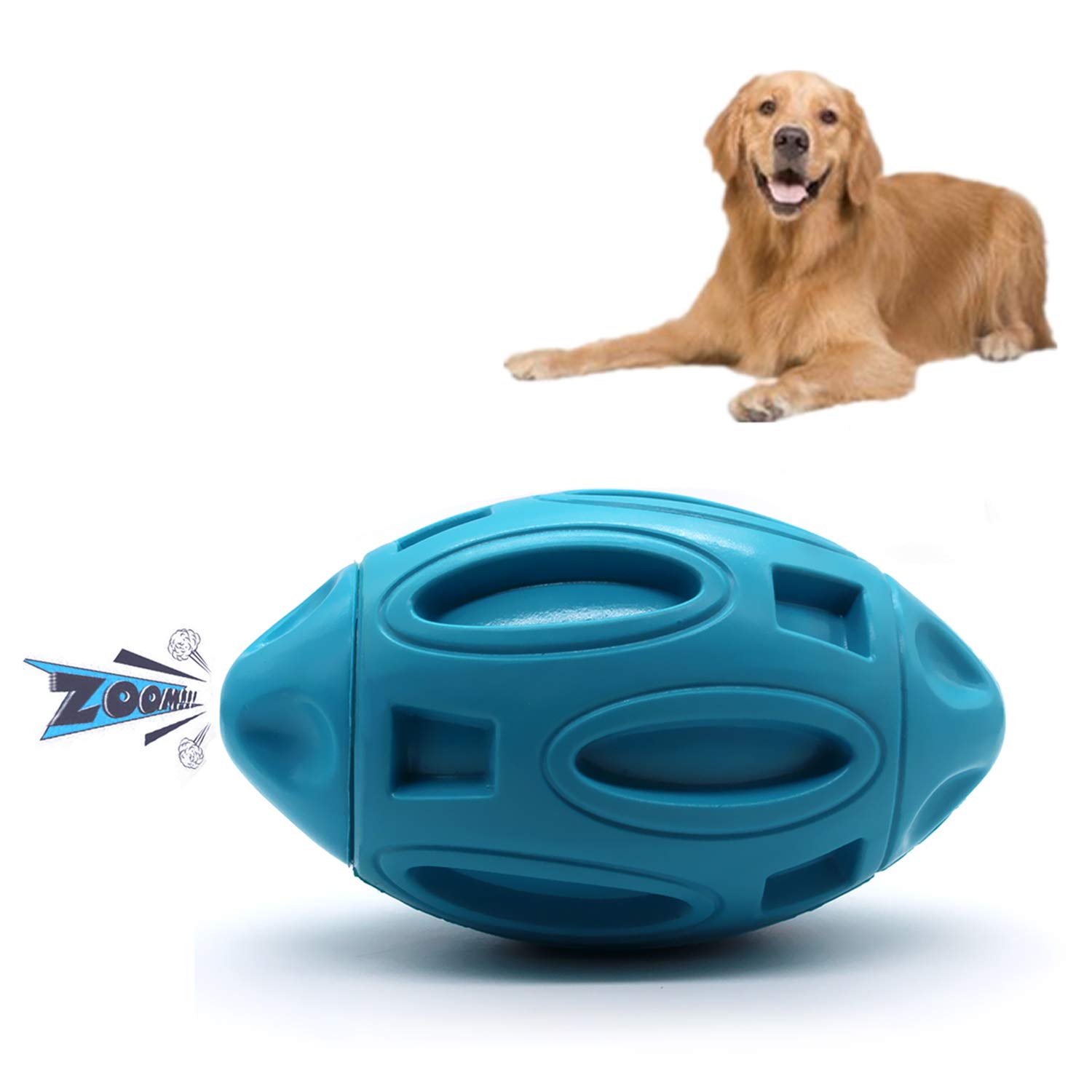 Indestructible Squeaky Dog Chew Toys Ball for Aggressive Chewers - Durable Rubber Interactive Pet Toy with Loud Squeaker for Large & Medium Breed Dogs (Blue) - Perfect for Outdoor Play, Training & Teeth Cleaning