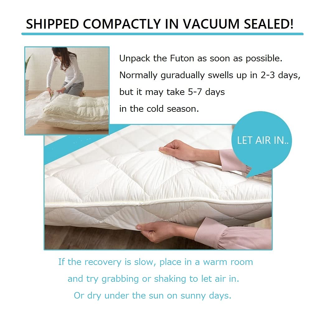 EMOOR Japanese Futon Mattress CLASSE Twin - Foldable Floor Sleeping Bed Tatami Mat | Made in Japan | White Cotton | Perfect for Small Spaces, Guest Rooms & Minimalist Home Decor