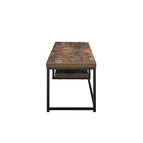 Acme Bob Wooden TV Stand with Underneath Shelf in Weathered Oak and Black - Modern Entertainment Center for Living Room, Bedroom & Home Theater