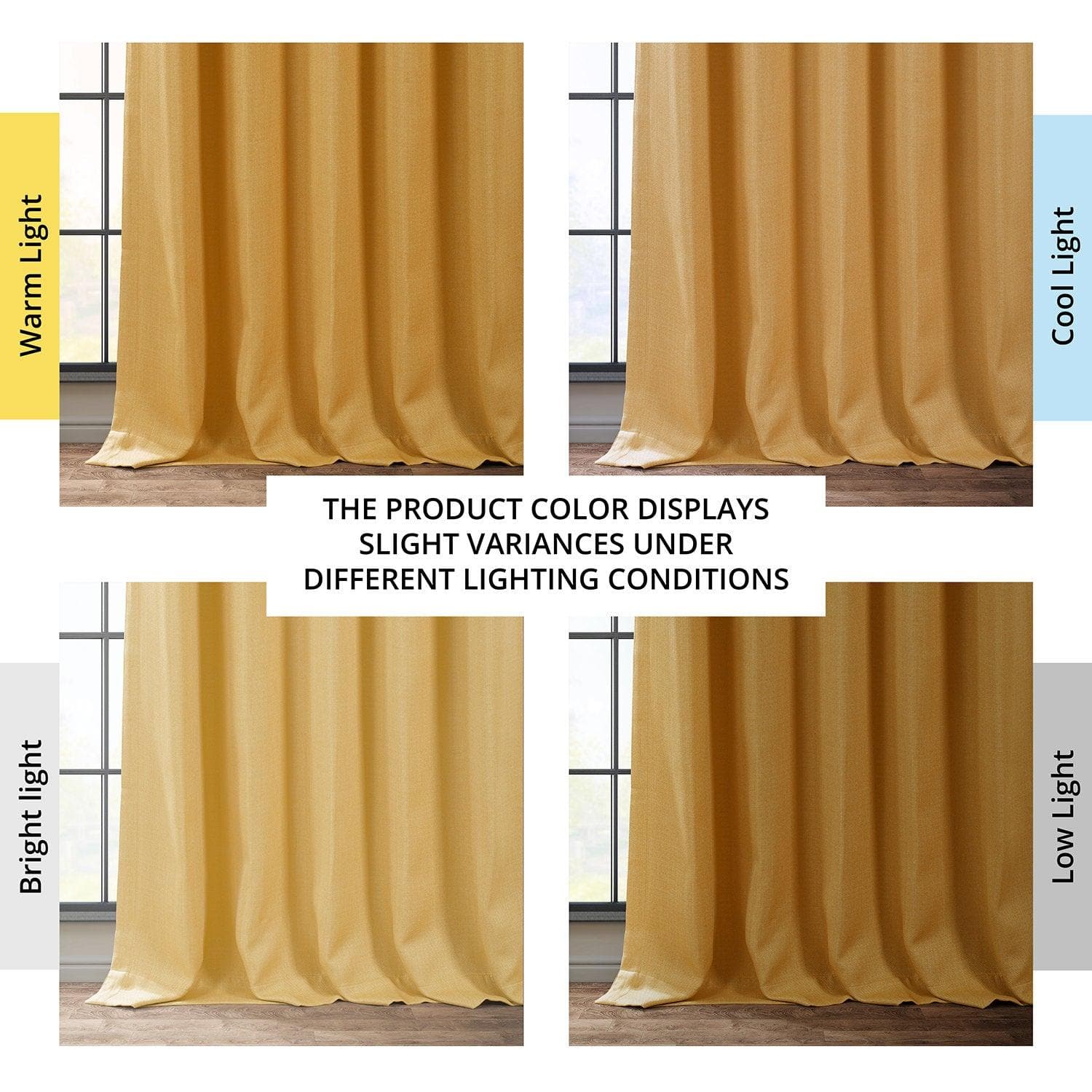 Dandelion Gold Textured Faux Linen Blackout Curtains for Bedroom & Living Room - Light Blocking Thermal Insulated Window Drapes for Home Decor