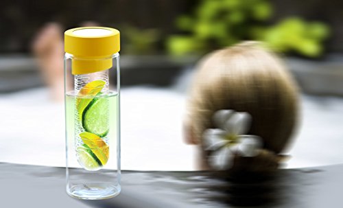 Asobu 20-Ounce Glass Water Bottle with Fruit Infuser - BPA Free, Leak Proof, Reusable Water Container for Gym, Hiking & Office - Yellow