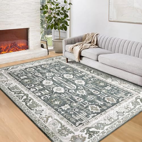 GARVEE 2'x3' Washable Moroccan Boho Rug - Non-Slip Low Profile Area Carpet for Living Room, Bedroom & Dorm Decor