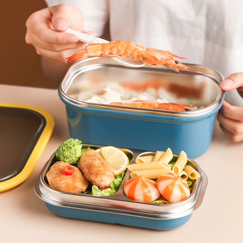 Gigicloud Stainless Steel Bento Box - 3 Compartment Leak-Proof Lunch Container for Adults | Eco-Friendly Food Storage for Office, School & Picnic | Microwave & Dishwasher Safe