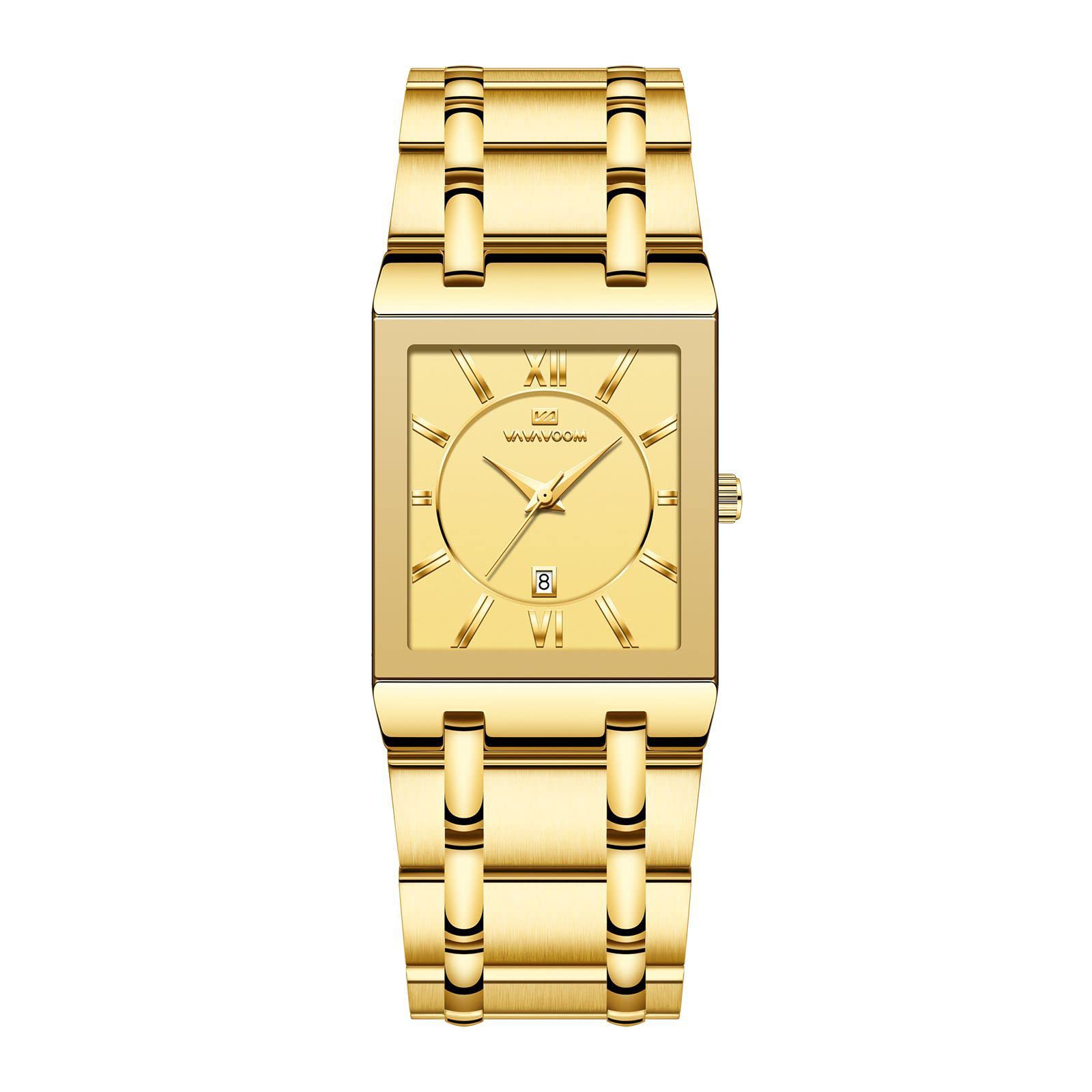 Stylish Men's Business Watch - Square Stainless Steel Strap with Calendar Display & Waterproof Quartz Movement - Perfect for Office, Formal Events & Everyday Wear