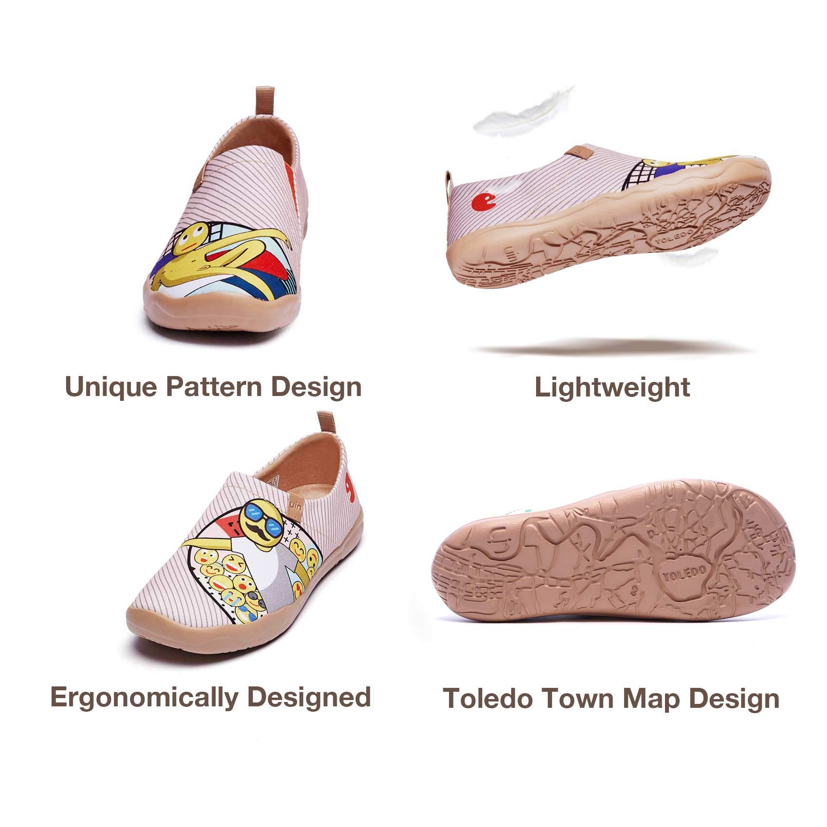 UIN Women's Slip On Sneakers - Casual Knit Loafers with Artistic Painting | Comfortable Soft Walking Shoes for Women | Perfect for Work, Travel & Everyday Wear