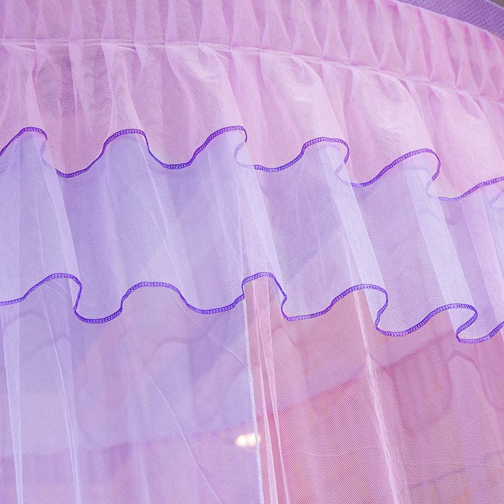 Elegant Lace Princess Bed Canopy Mosquito Net - Round Sheer Mesh Bed Curtain for Twin, Full, Queen & King Size Beds (Pink/Purple) | Perfect for Girls' Bedrooms, Nursery Decor & Romantic Wedding Settings