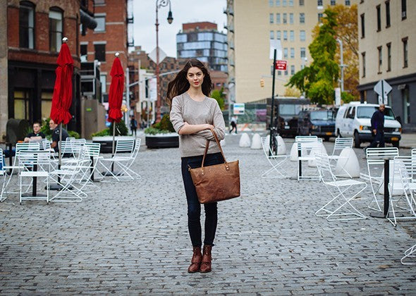 ONA Capri Genuine Leather Camera Tote Bag - Antique Cognac Brown - Stylish DSLR & Mirrorless Camera Bag for Photographers & Travelers