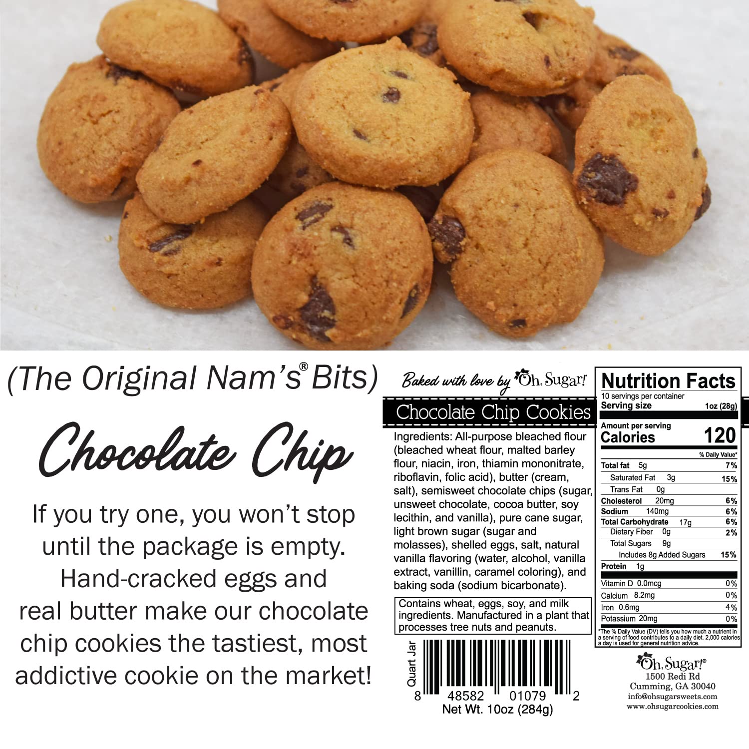 Nam's Bits Chocolate Chip Cookies - Easter Quart Jar - EBH | Delicious Homemade Cookies for Gifting, Parties & Holiday Treats | Perfect for Easter Baskets, Office Snacks & Family Gatherings