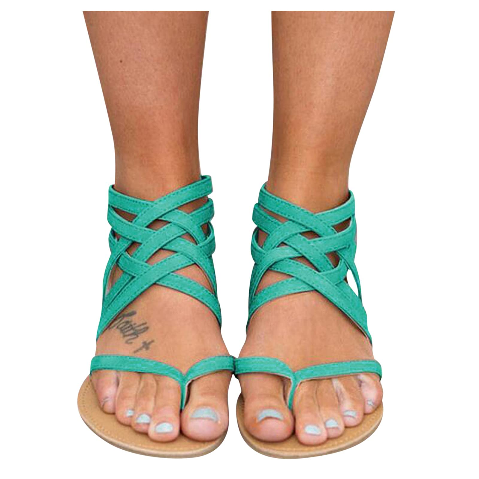 Women's Casual Summer Flat Sandals - Gladiator Style Open Toe Dressy Sandals with Zipper | Perfect for Beach, Vacation & Fashion Outfits