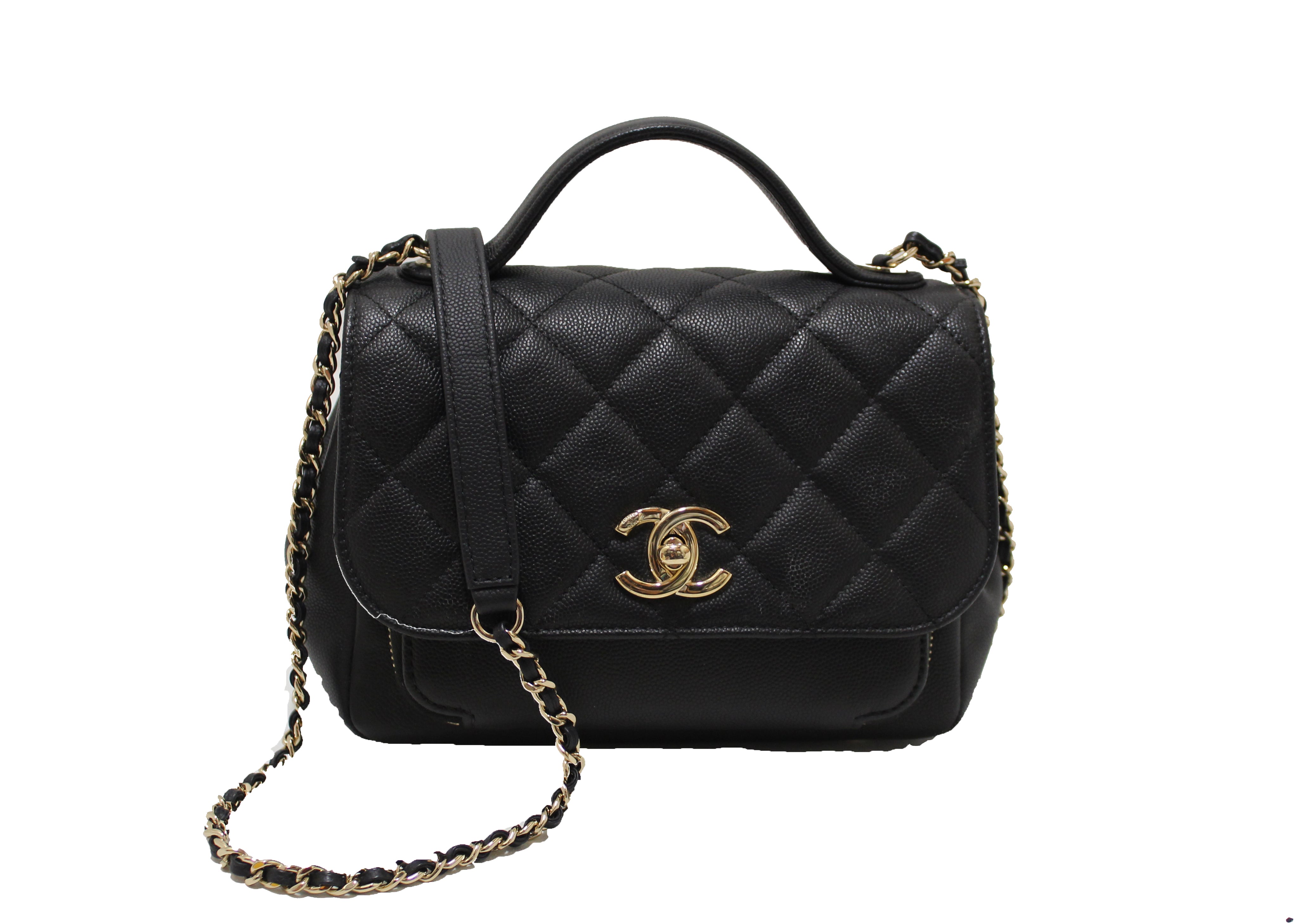 Authentic Chanel Black Caviar Leather Small Business Affinity Messenger Crossbody Bag for Women - Luxury Designer Handbag for Work, Travel & Everyday Use