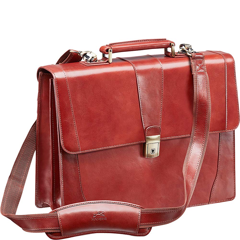 Premium Mancini Double Compartment Leather Briefcase for 15.6