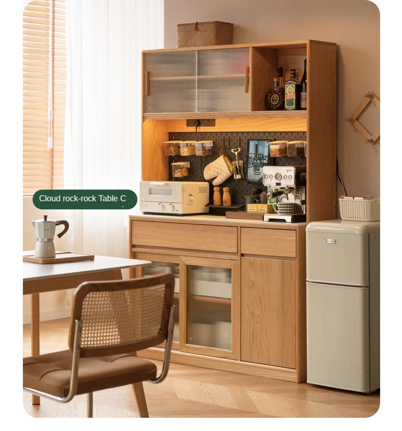 Solid Oak Wood Rock Board Modern Sideboard - Stylish Storage Cabinet for Living Room, Dining Room, or Entryway
