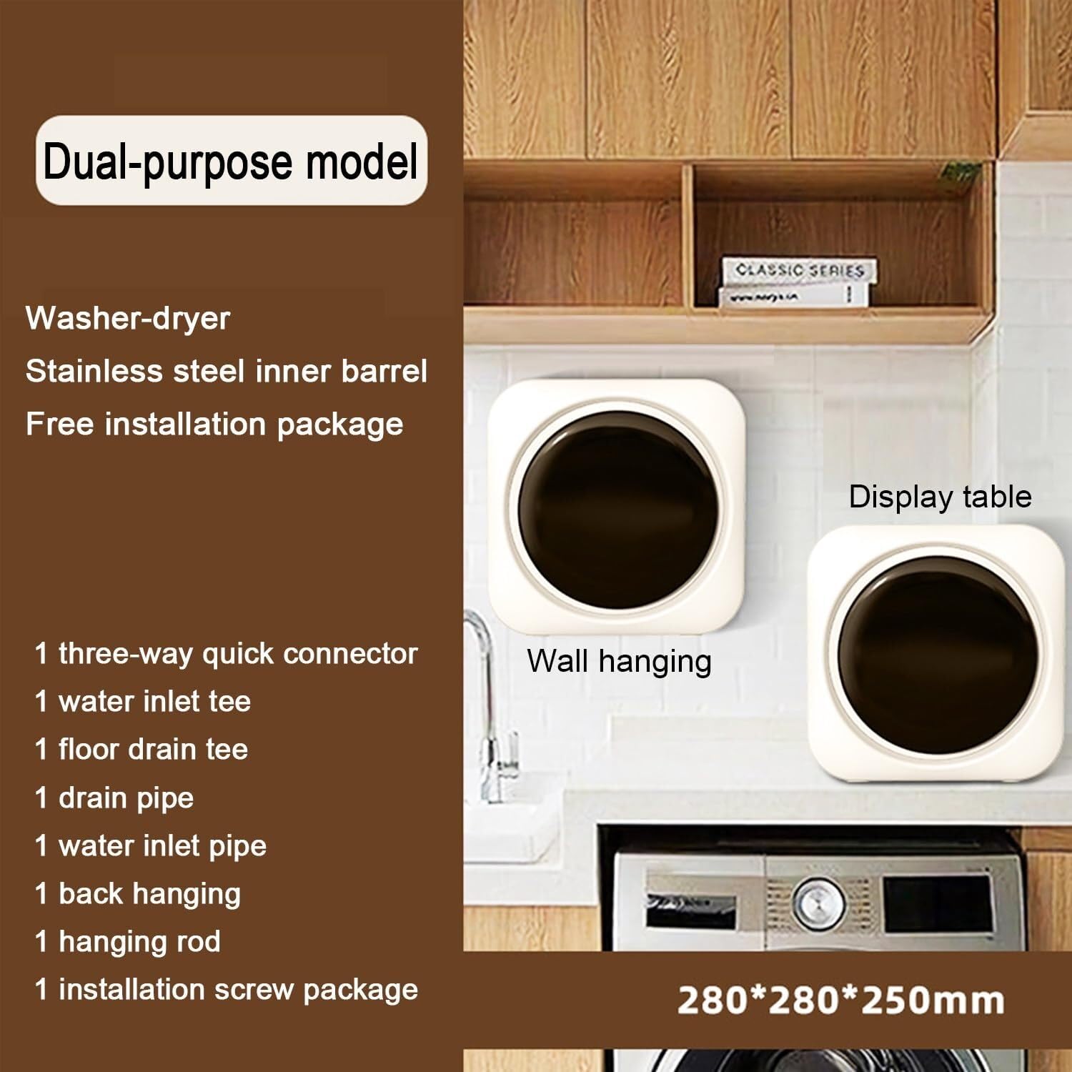 Portable Mini Washing Machine - 0.3kg Capacity, Wall Mountable, Fully Automatic Front Load Washer for Dorm, RV, Travel & Small Spaces | Compact Laundry Solution for Apartments, Camping & Emergency Use