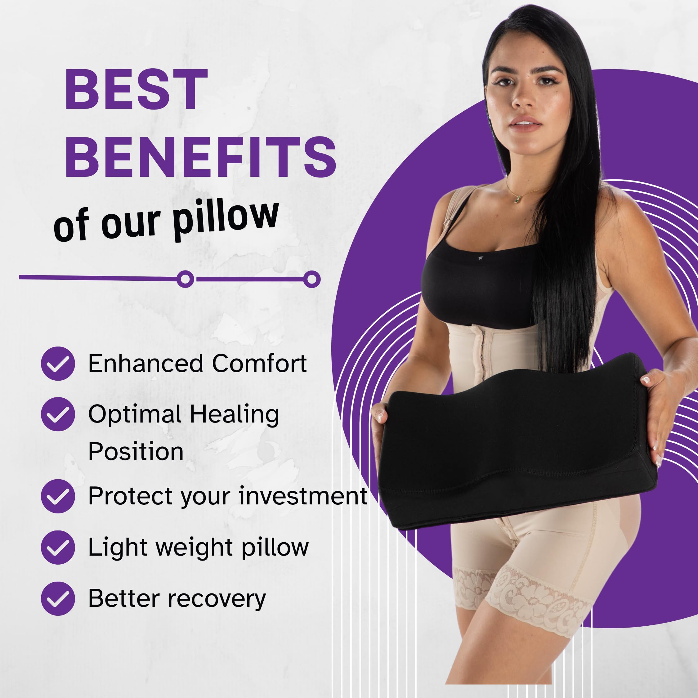 Post Surgery BBL Pillow for Butt - Lightweight & Soft Booty Cushion with Female Urinal - Comfortable BBL Post Operative Supplies for Sitting - Perfect for Recovery After Brazilian Butt Lift Surgery