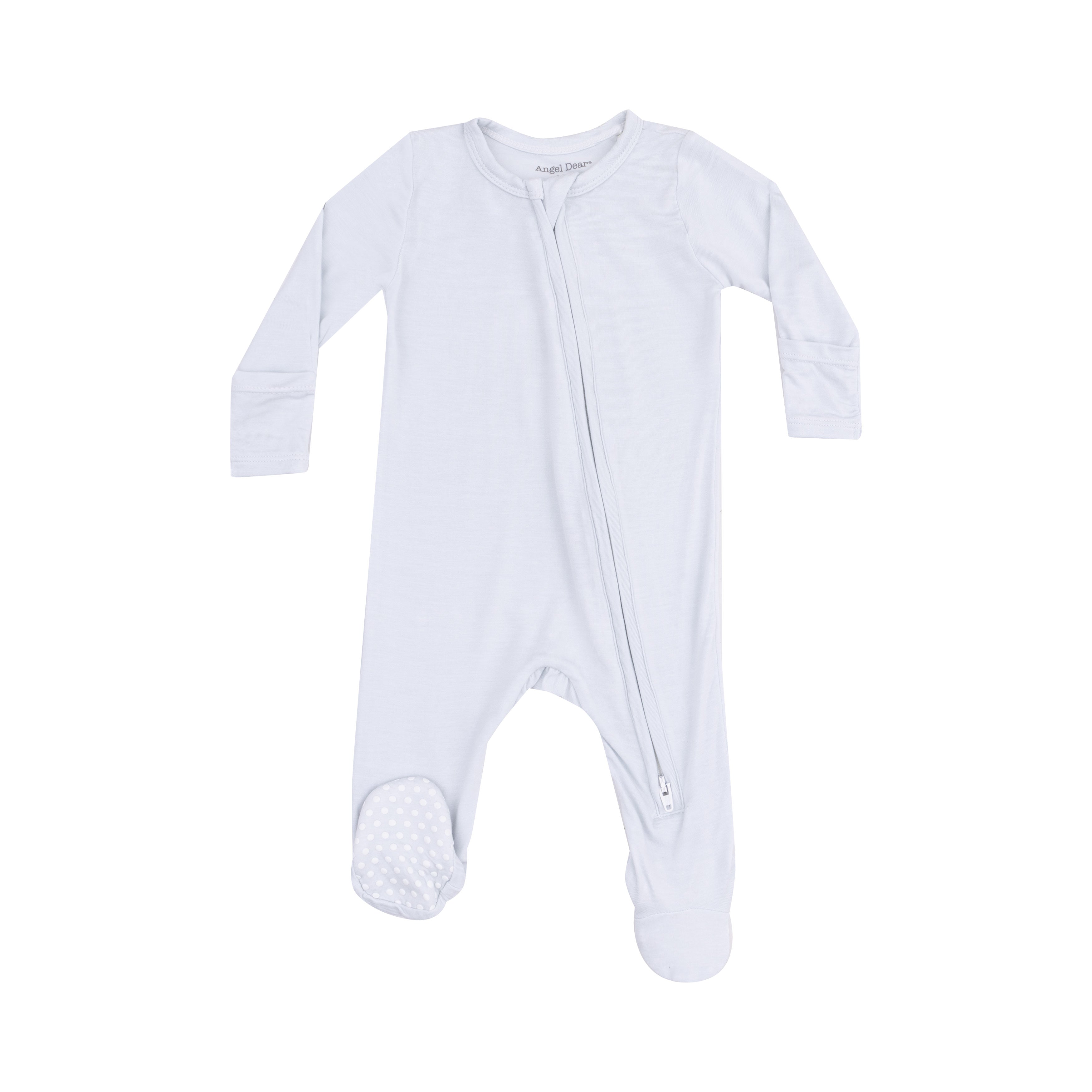 Classic Solid Blue Bamboo 2-Way Zipper Footie Pajamas - Cozy & Comfortable Sleepwear for Babies & Toddlers - Perfect for Bedtime & Lounging