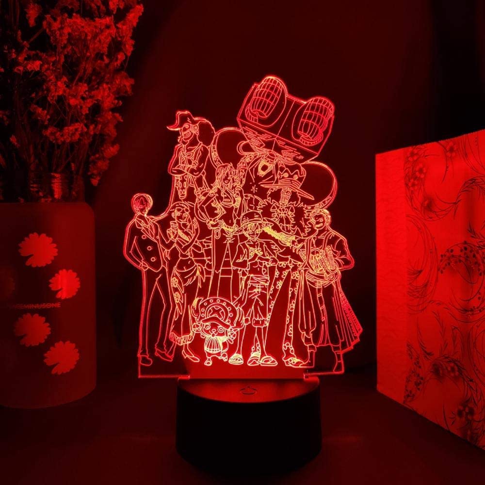 One Piece 3D LED Anime Night Light - 7 Color Changing Touch Control Lamp for Bedroom, Desk, Kids Room & Office | Perfect Otaku Gift for Boys & Girls | Anime Glow Light for Fans, Decor & Relaxation