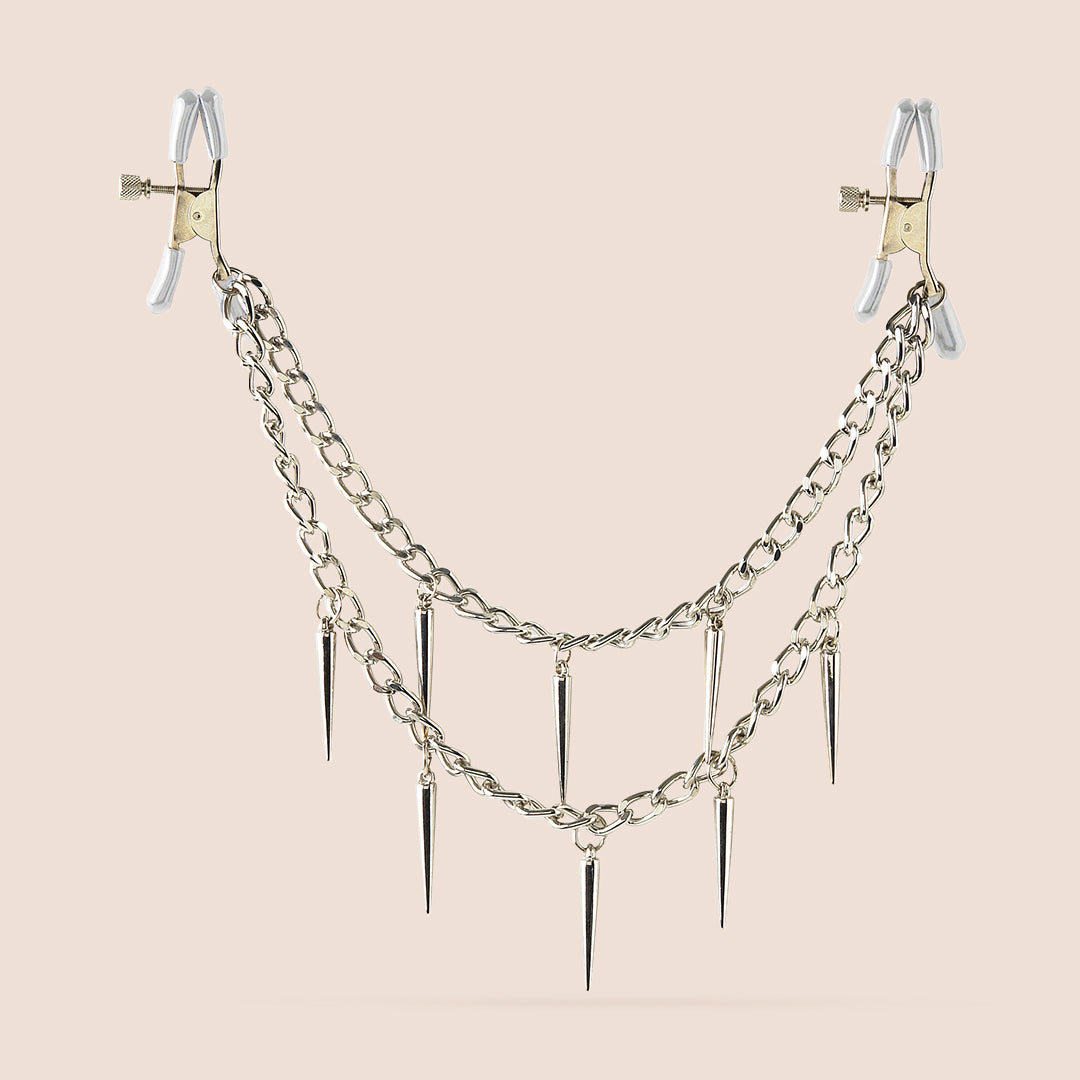 Fetish Fantasy Rock Hard Nipple Clamps with Weighted Chain - BDSM Sensation Play for Couples & Adult Toys Collection - Perfect for Role Play, Spice Up Your Intimate Moments & BDSM Accessories