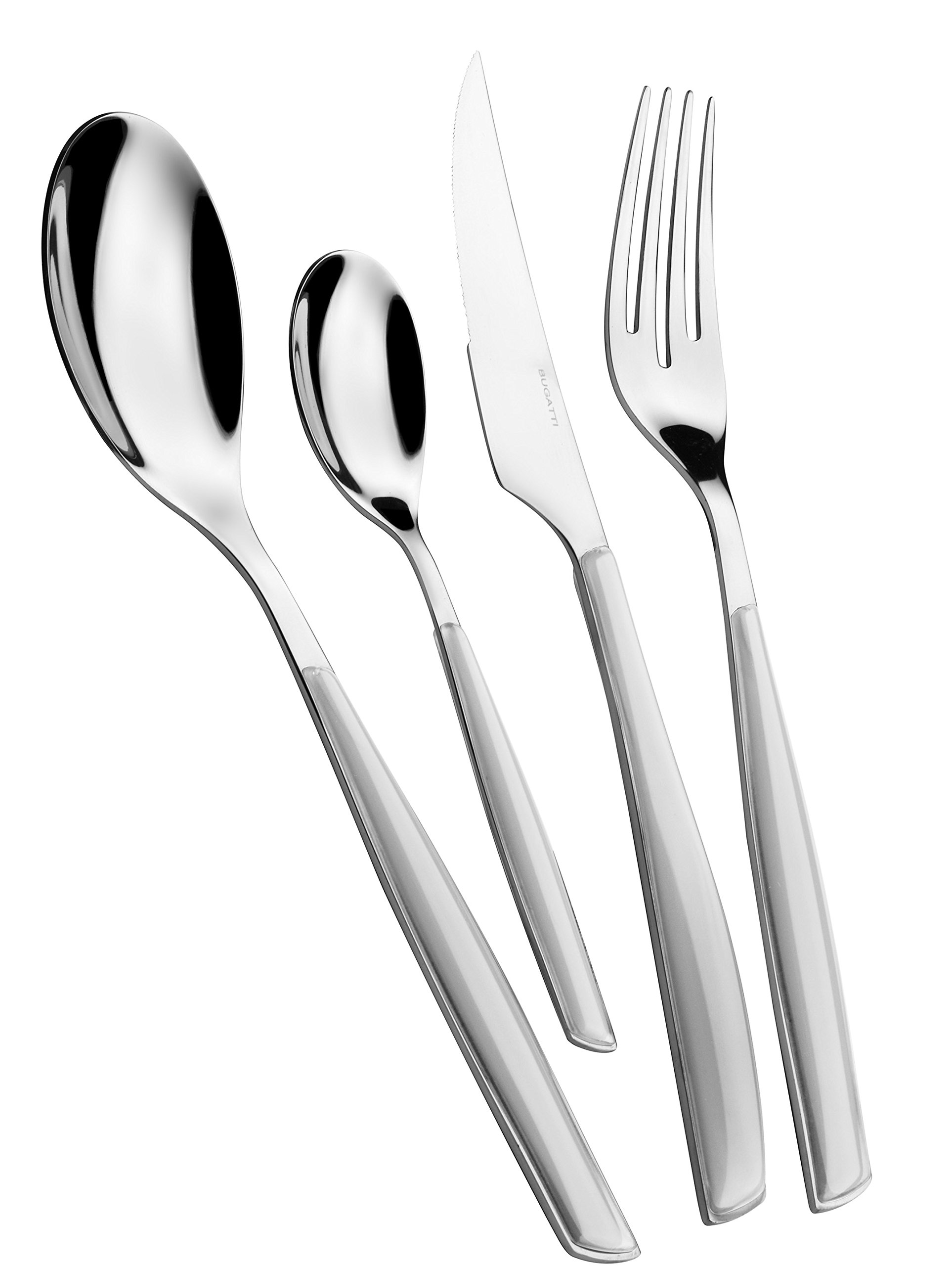 Premium 24-Piece 18/10 Stainless Steel Cutlery Set with Ash Grey Handle - 6-Person Flatware Set (6 Spoons, 6 Forks, 6 Knives, 6 Teaspoons) - Elegant Dining for Dinner Parties, Restaurants & Home Entertaining