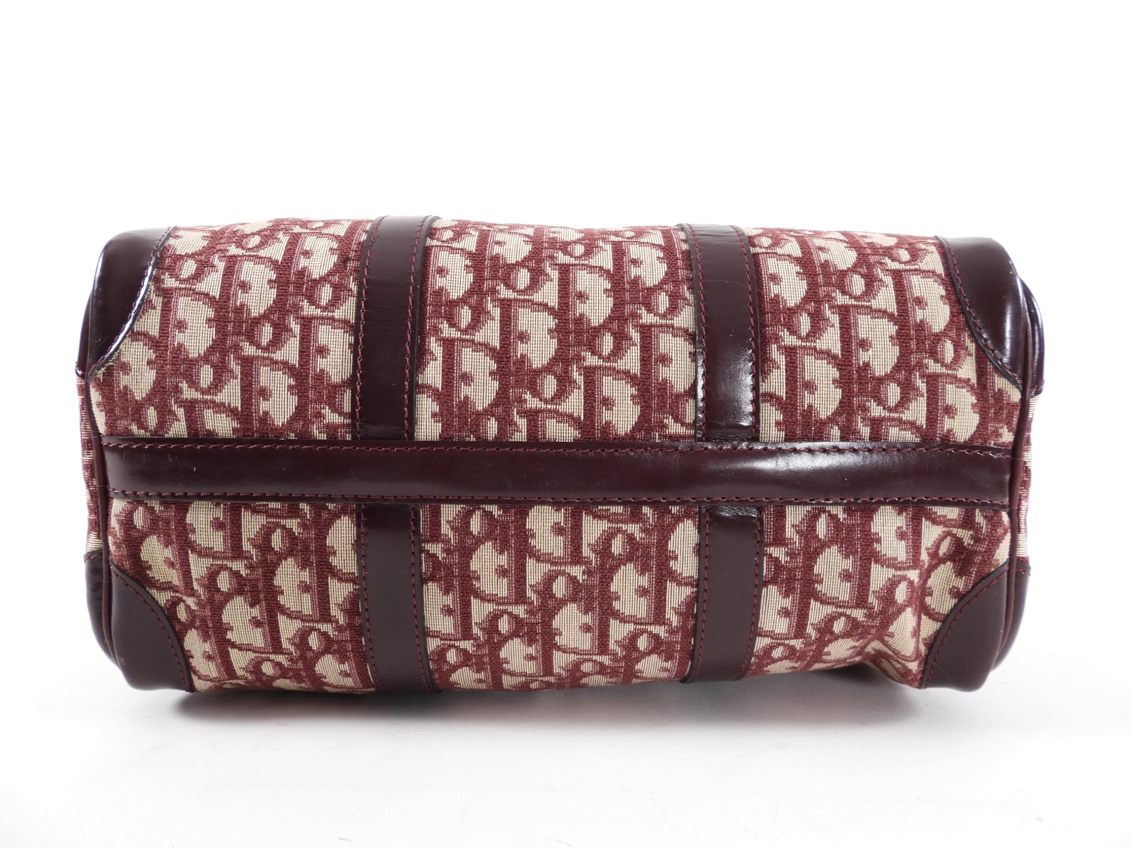 Christian Dior Oblique Logo Boston Bag in Burgundy - Luxury Crossbody Handbag for Women, Perfect for Work, Travel & Evening Events