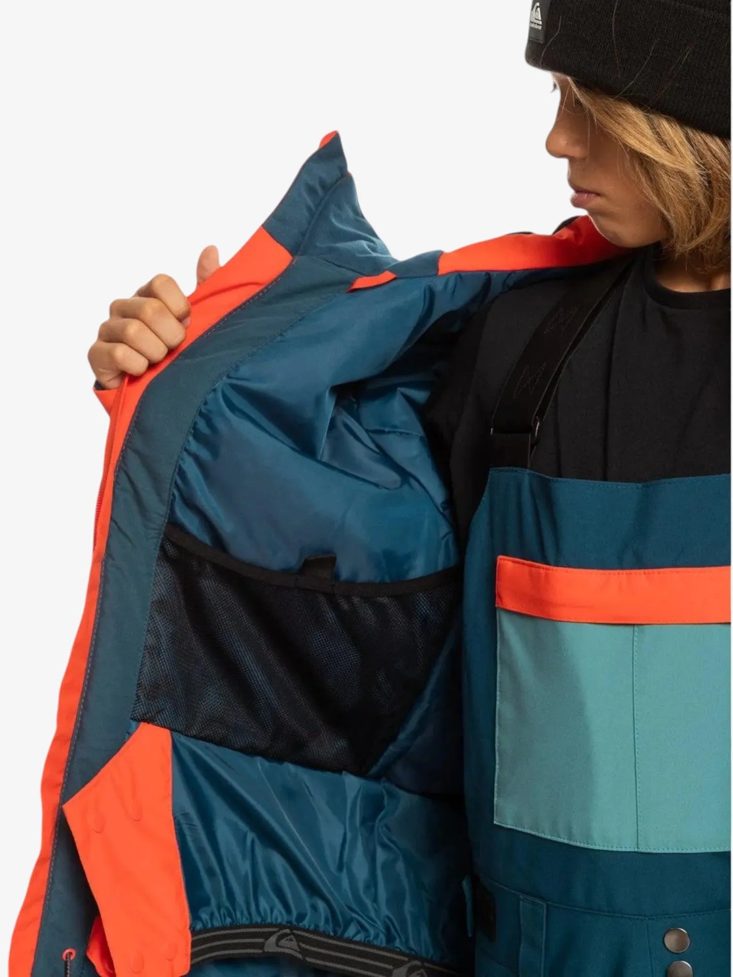 Quiksilver Snow Mission Block Kids' Snow Jacket - Waterproof & Warm Winter Coat for Boys & Girls - Orange & Blue Ski Jacket for Outdoor Snowboarding & Winter Sports