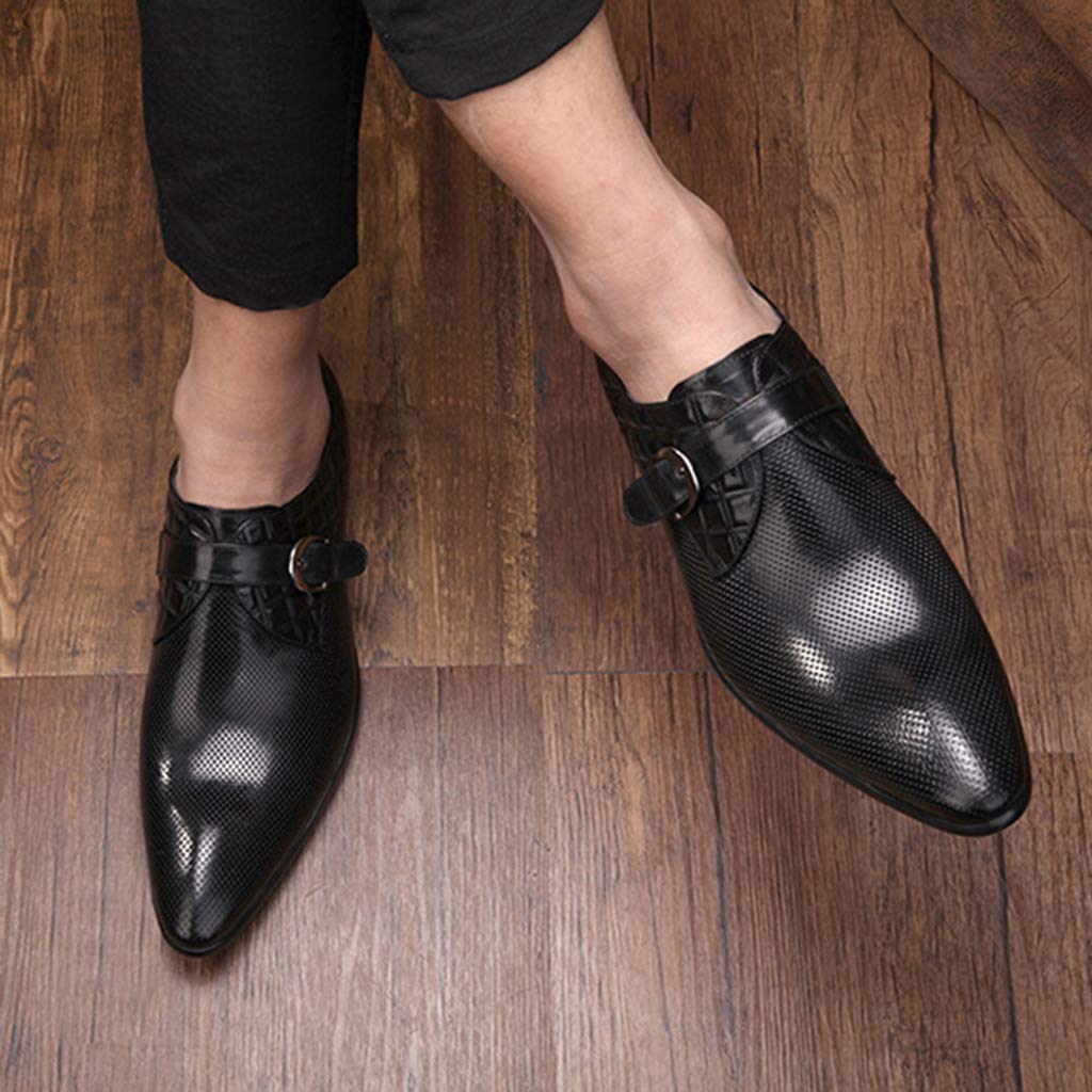 Men's Monk Strap Dress Shoes - Genuine Leather Oxford Business Casual Shoes for Office, Work, Party & Banquet - Black Size 42/UK 8/US 8.5 - Perfect for Professional Workwear & Formal Events