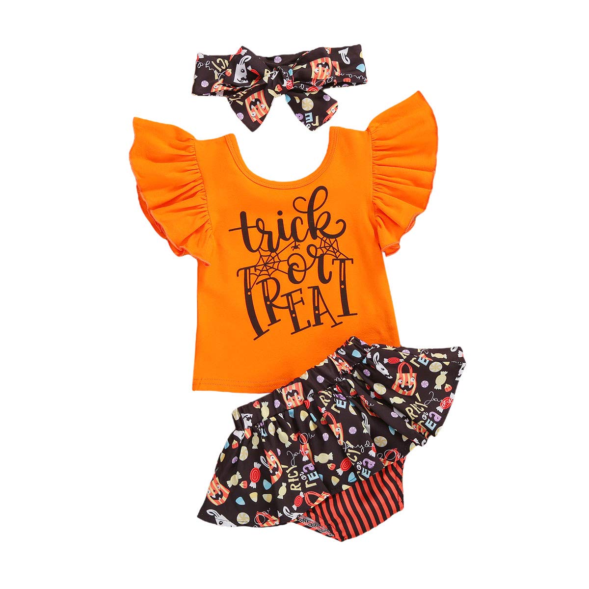 Afunbaby Baby Girl Halloween Costume - Ruffle Ghost Romper Top & Tutu Skirt Outfit for Newborn Toddler | Cute Holiday Party Dress for Infants, Photo Shoots & Trick-or-Treating