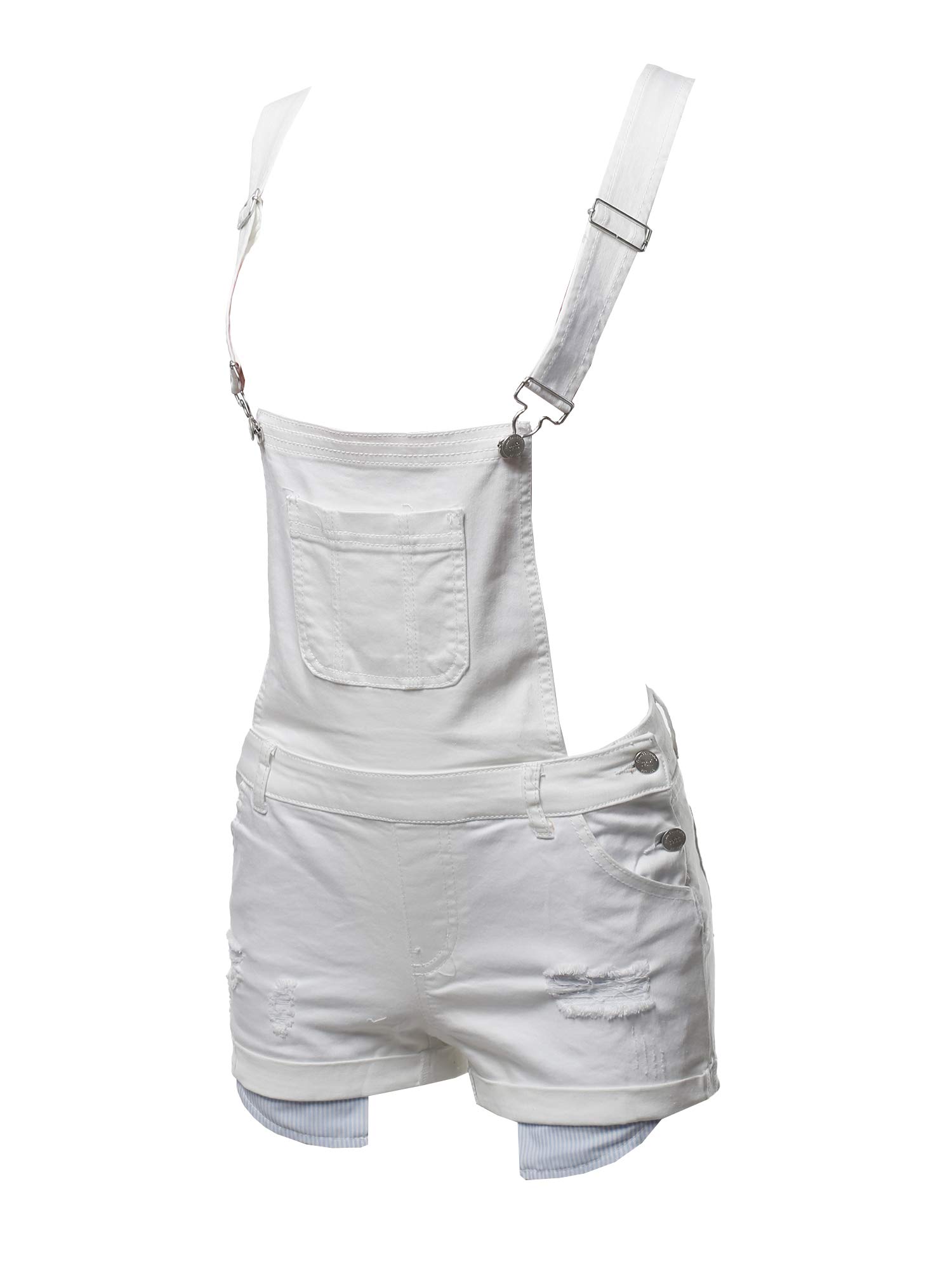 Emma Women's Casual Printed Pocket Denim Short Overalls - Rolled Cuff & Lining | Summer Outfits, Streetwear, Casual Wear