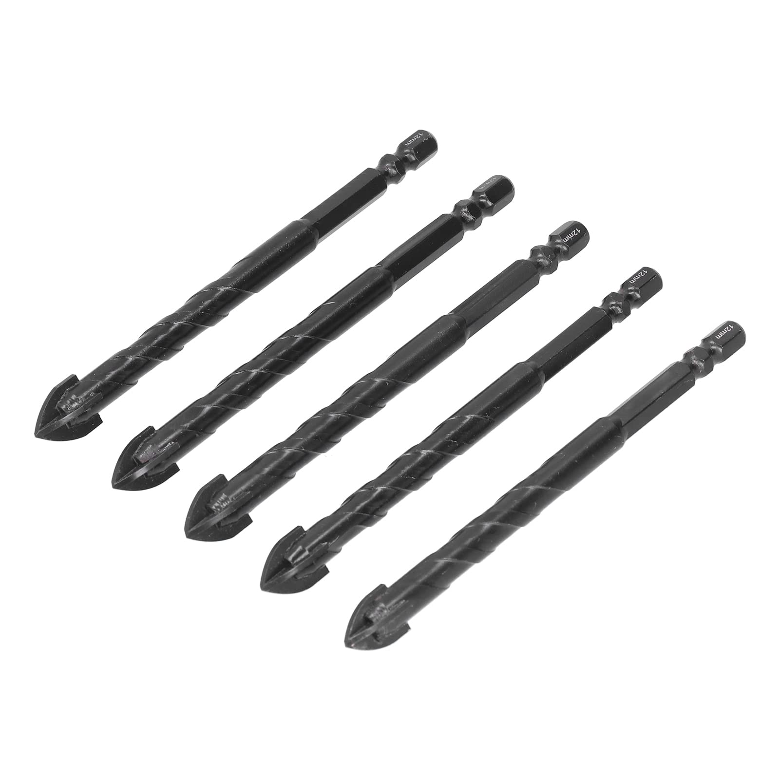 5PCS Tile & Glass Drill Bit Set - 12mm Masonry Drill Bits with Sharp Cutting Edges for Ceramic, Porcelain & Glass Tiles - Perfect for DIY Home Renovation & Bathroom Tile Installation Projects