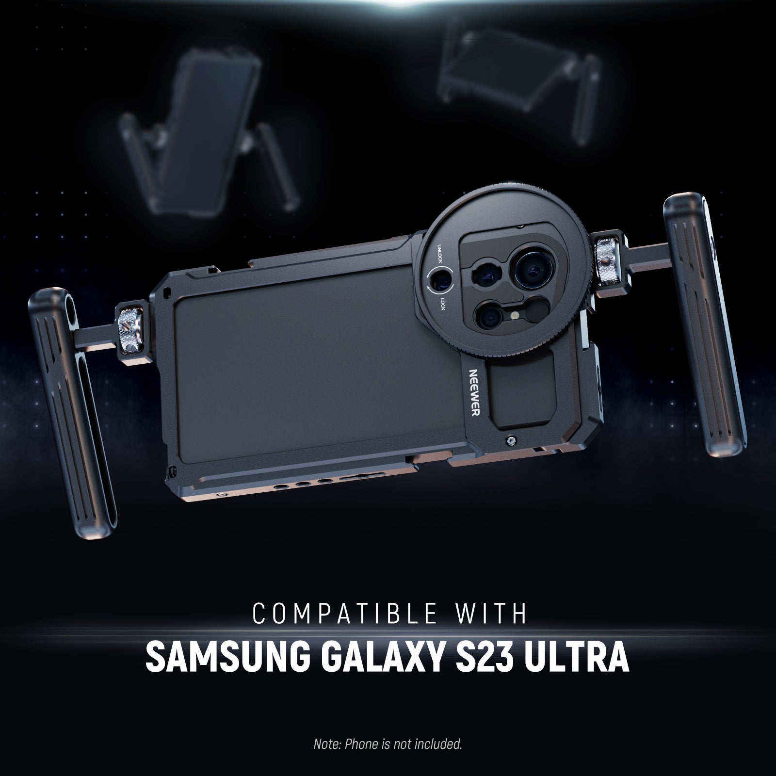 NEEWER PA021 Handheld Video Cage with Filter Thread Adapter for Samsung Galaxy S23 Ultra - Perfect for Vlogging, Filmmaking & Mobile Photography