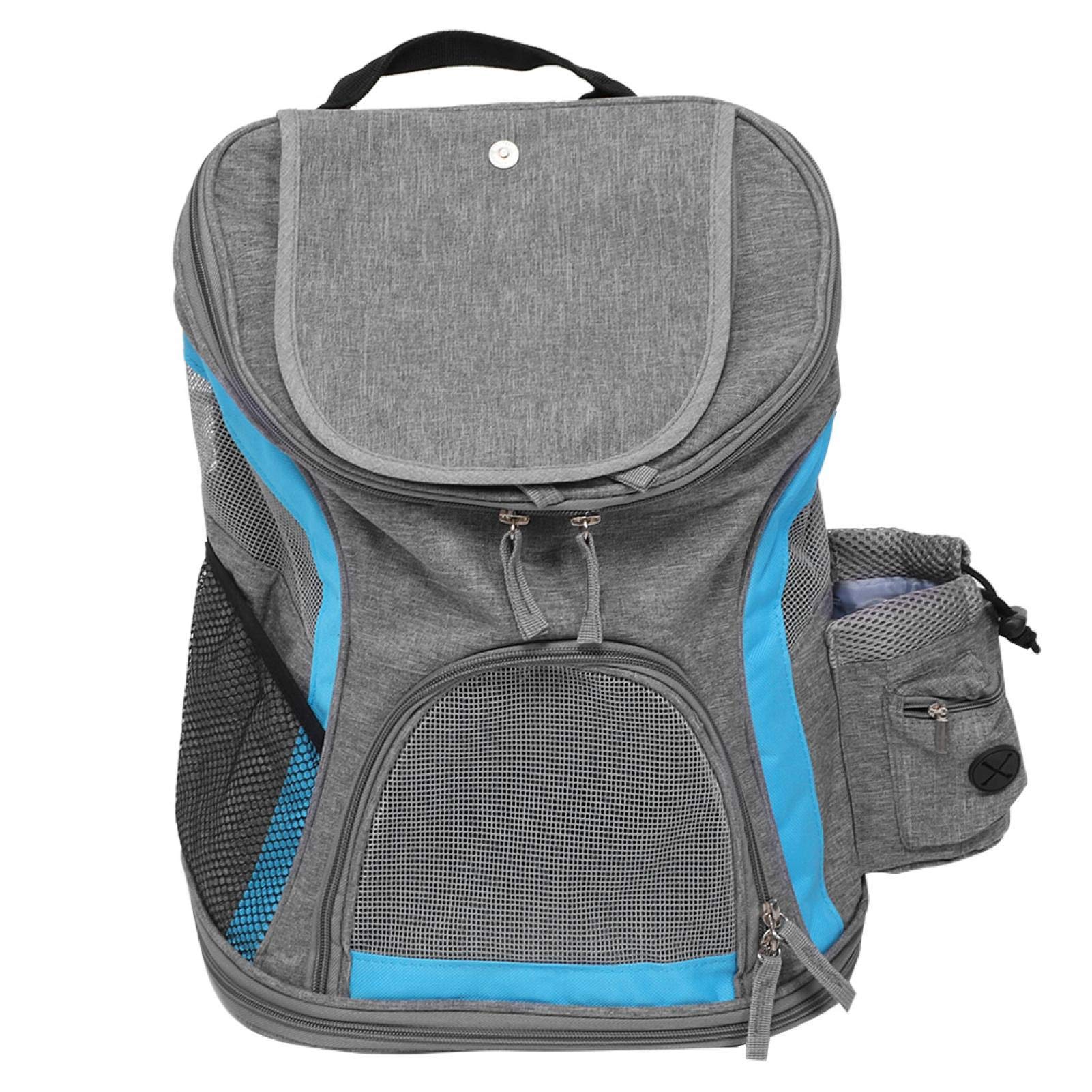 01 Portable Pet Travel Carrier Bag - Breathable Foldable Cat & Dog Carrier for Outdoor Travel, Hiking, Camping - Blue & Grey (Ideal for Airplane, Car, Vet Visits)