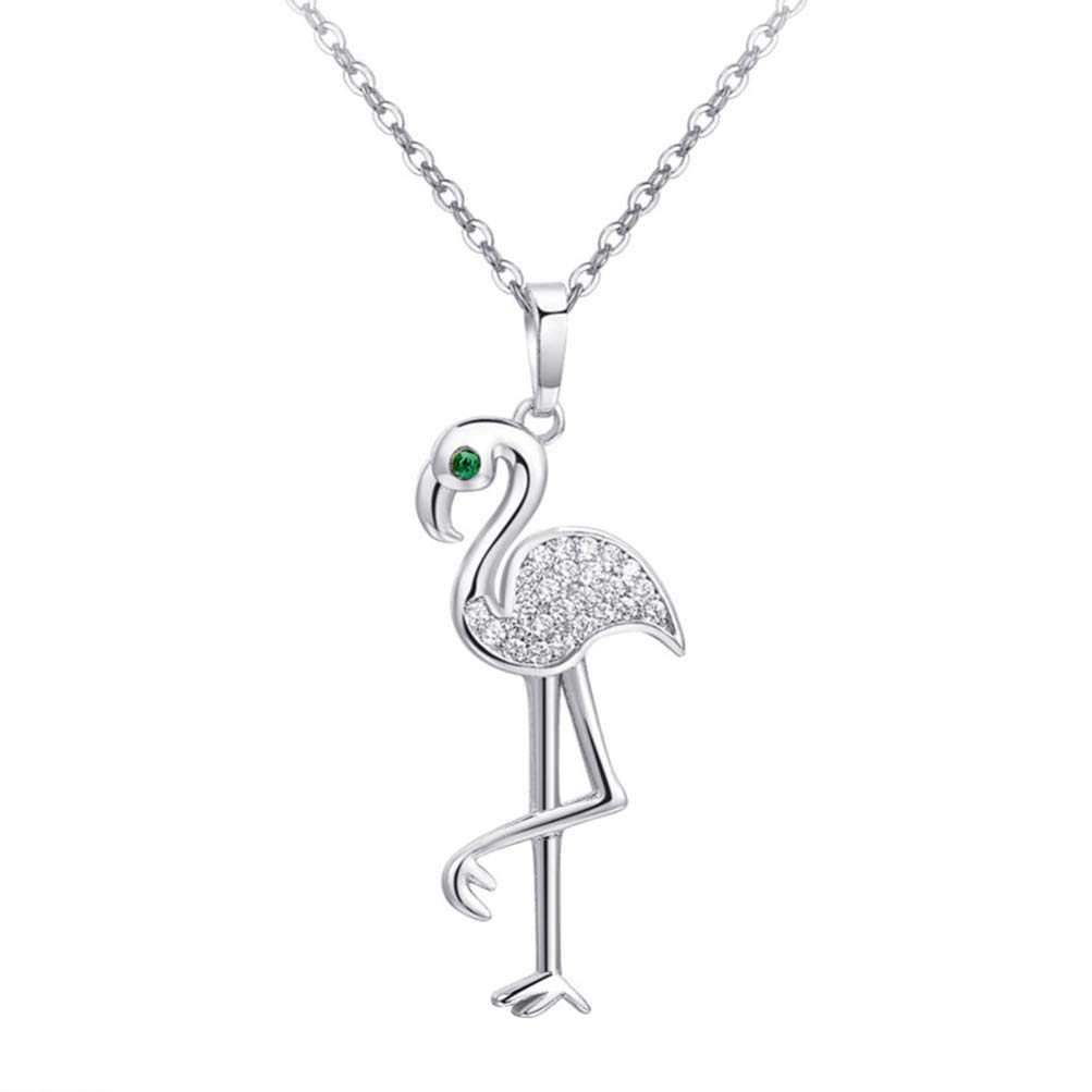 PRETYZOOM Flamingo Pendant Necklace for Women - Elegant Rhinestone Bird Jewelry in Silver, Perfect Gift for Mother's Day, Birthday, Anniversary | Great for Parties, Date Nights & Special Occasions