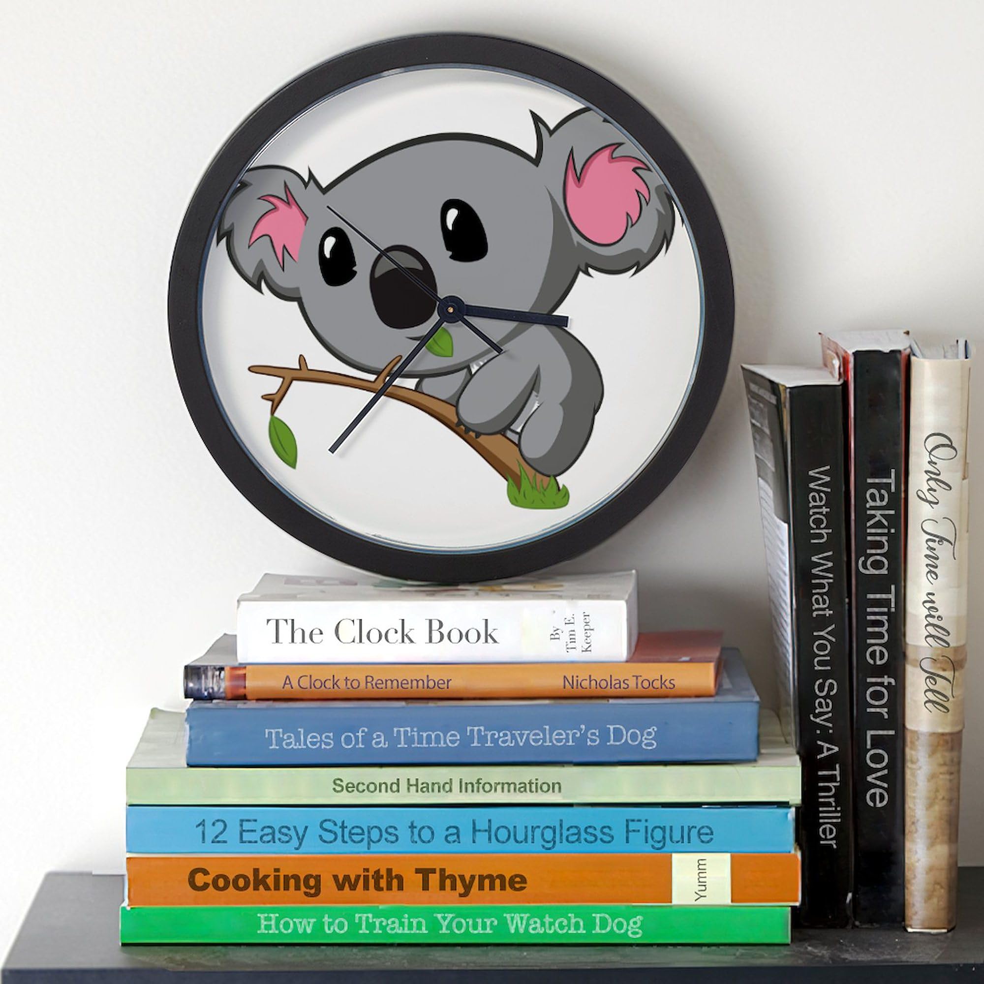 Hungry Koala 10 Inch Wall Clock - Stylish Home Decor for Living Room, Kitchen, Office | Perfect Gift for Animal Lovers & Unique Wall Art