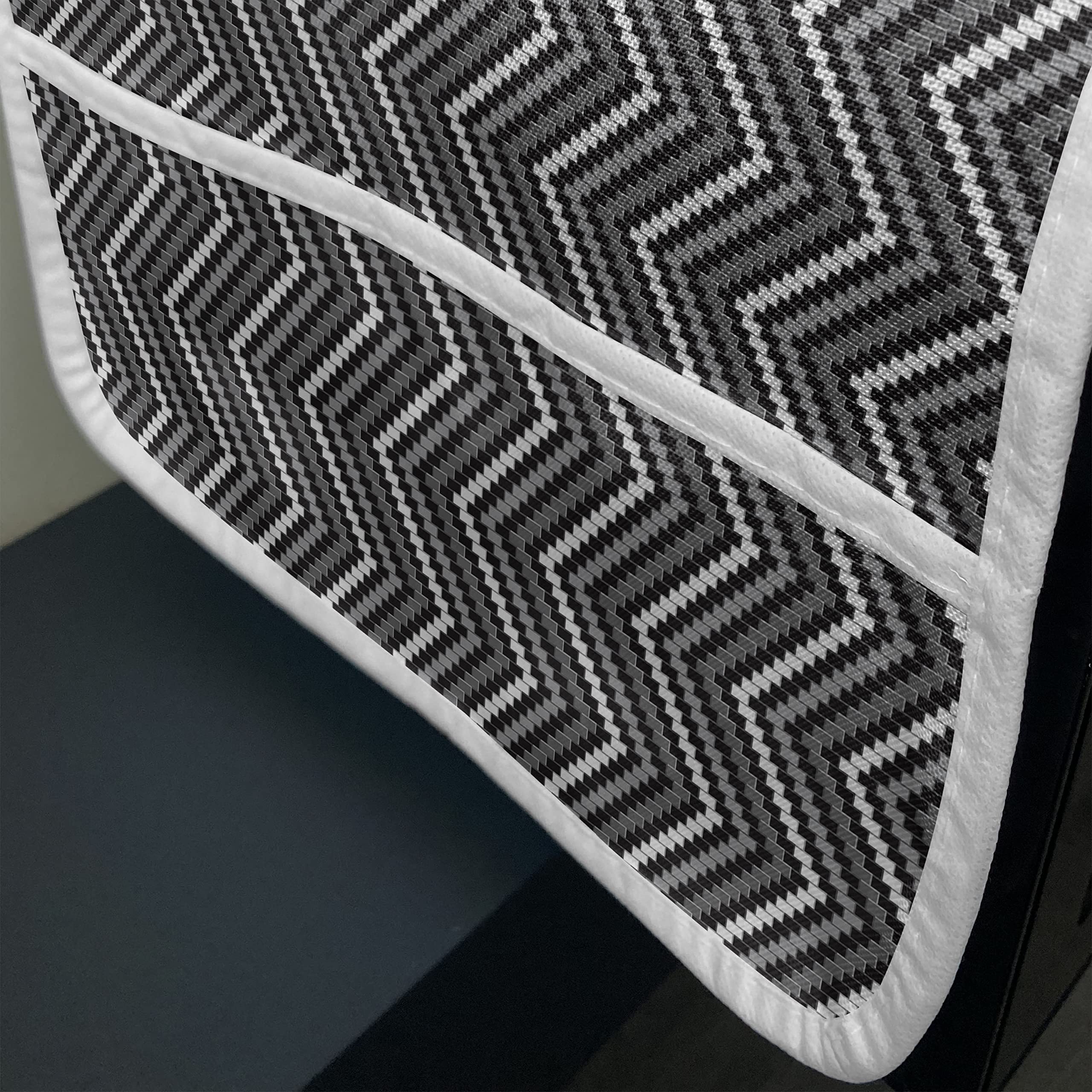 Ambesonne Black and Grey Microwave Oven Cover - Waterproof Herringbone Pattern Kitchen Organizer with Pockets, 36