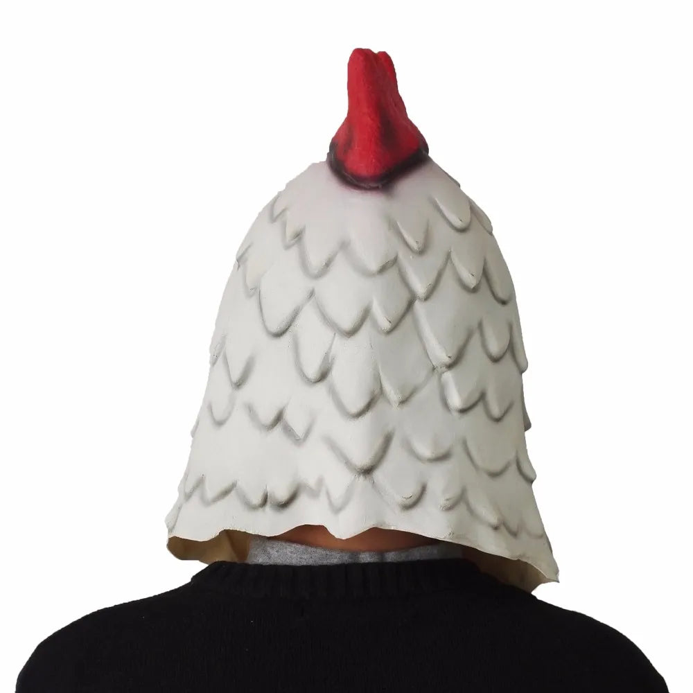 Scary White Latex Rooster Mask for Adults - Halloween Chicken Cockerel Costume Accessory, Funny Cosplay Party Mask for Halloween, Masquerade & Costume Events