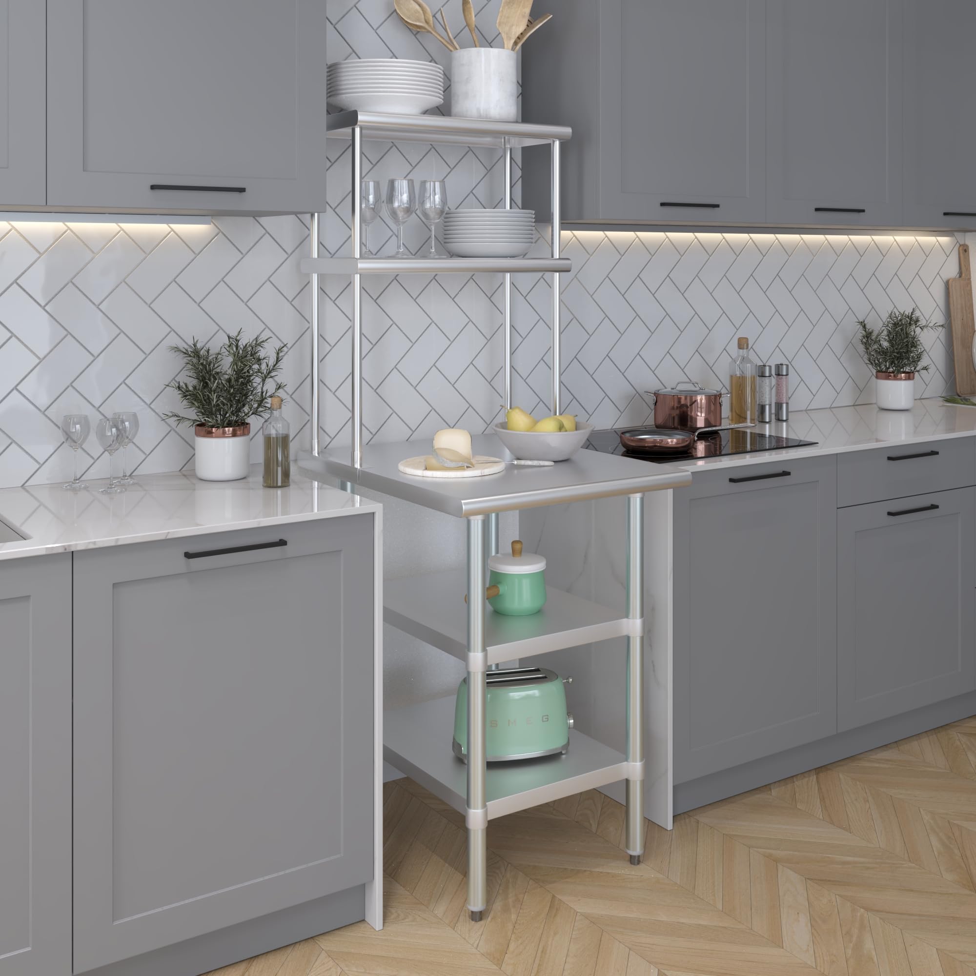 Amgood Stainless Steel Work Table with 2 Shelves | 30