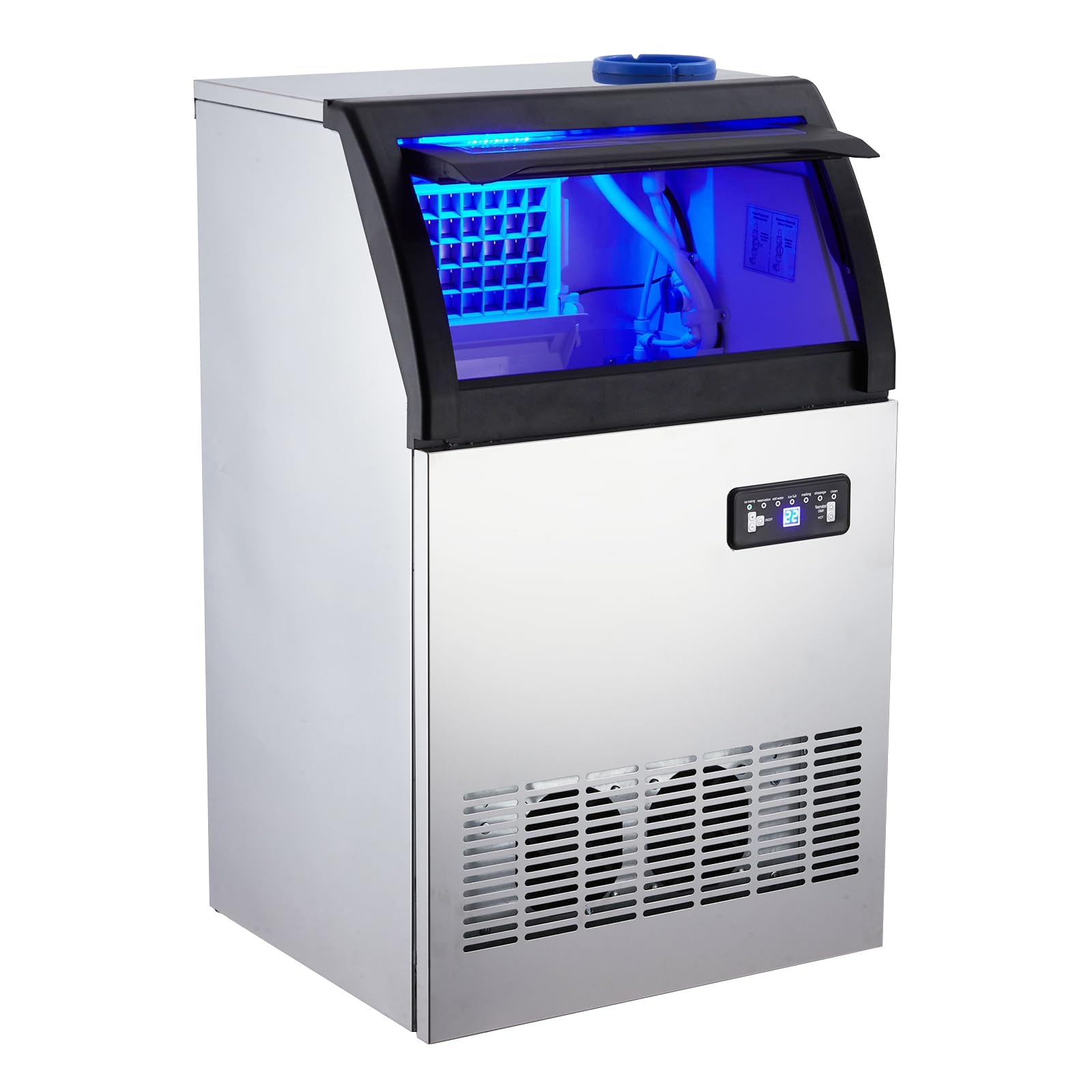 Commercial Ice Maker Machine 120 LBS/24H, Under Counter Ice Machine with 33LBS Storage Bin, Stainless Steel Large Ice Maker for Home Bar Office Restaurant, Upgraded Compressor, Quick Ice Making - Perfect for Cocktail Parties, Coffee Shops, and Commercial Kitchens