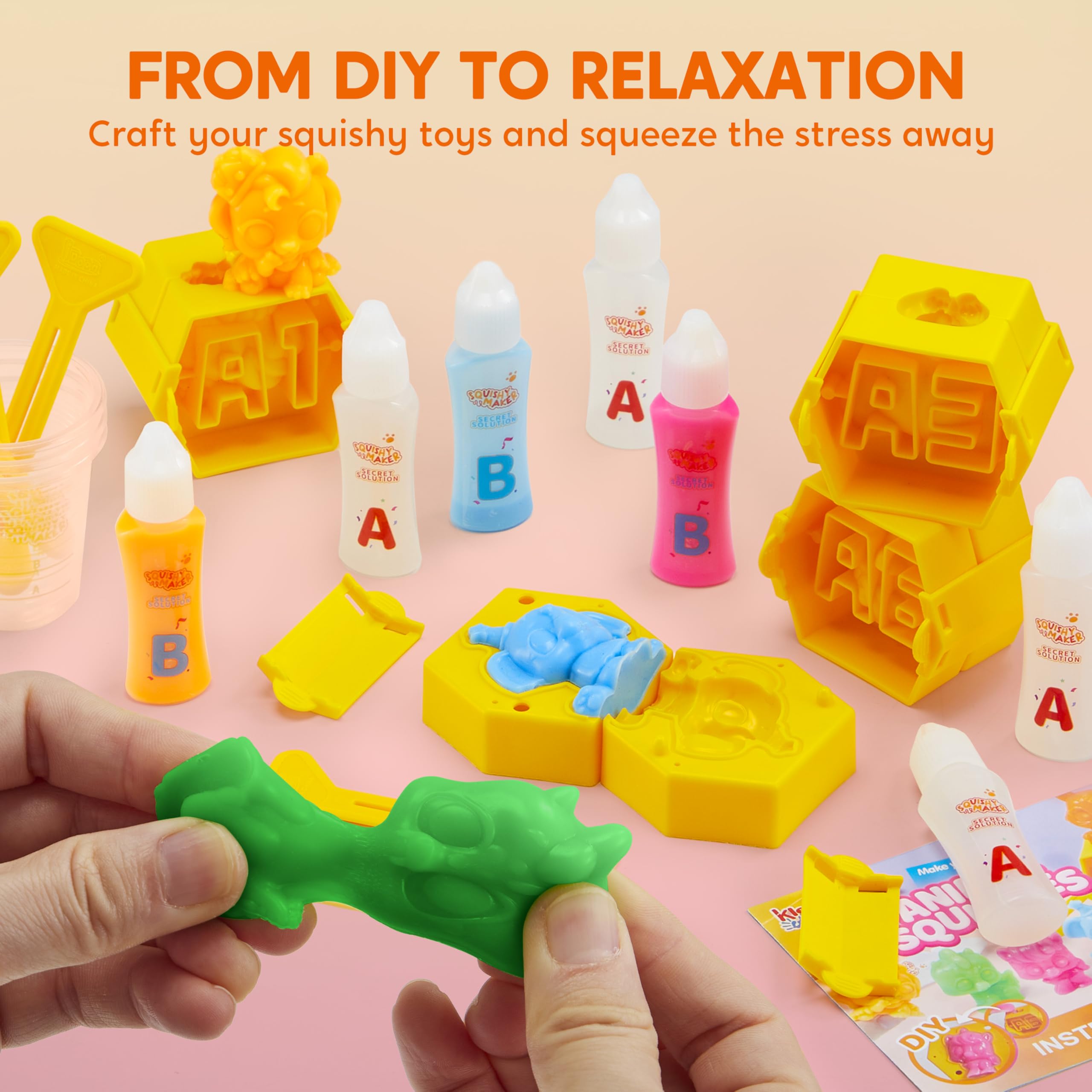 Klever Kits Mystery Box Squishy Animal Kit - 4 Cute Characters, Stress Relief & Sensory Toys for Kids Ages 6+, Fun Arts and Crafts DIY Project - Perfect for Birthday Gifts, Party Favors & Classroom Activities