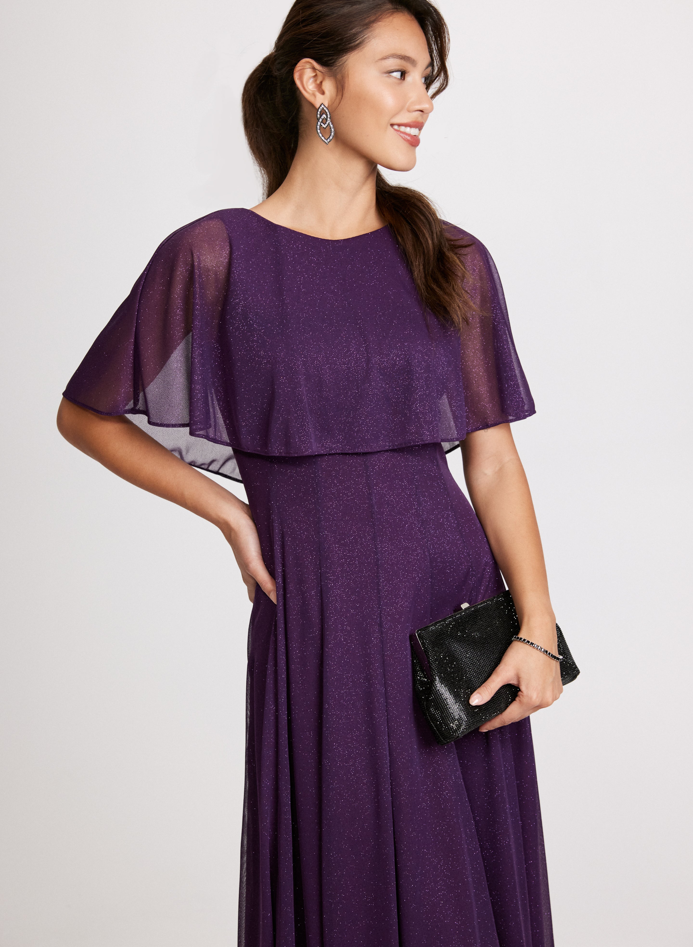 Elegant Asymmetric Capelet Dress for Women | Chic Sleeveless Evening Gown | Perfect for Cocktail Parties, Weddings & Special Occasions