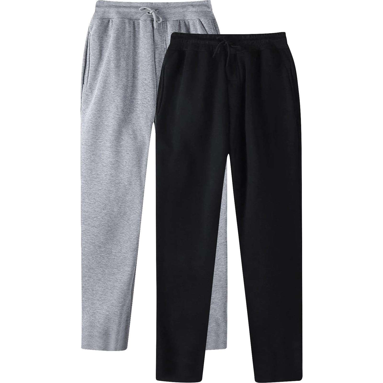 2 Pack Men's Wide Leg Jogger Pants - Heavyweight Fleece Sweatpants for Workout & Jogging - Loose Fit Casual Trousers with Pockets | Perfect for Gym, Lounge & Outdoor Activities