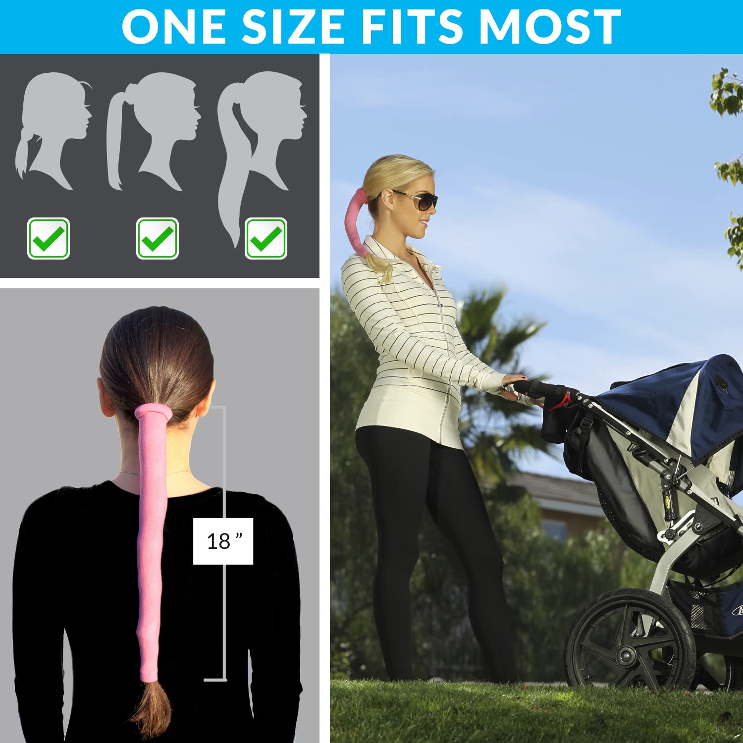 Pink Sports & Motorcycle Ponytail Wrap - Hair Protector for Riding, Workout & Outdoor Activities