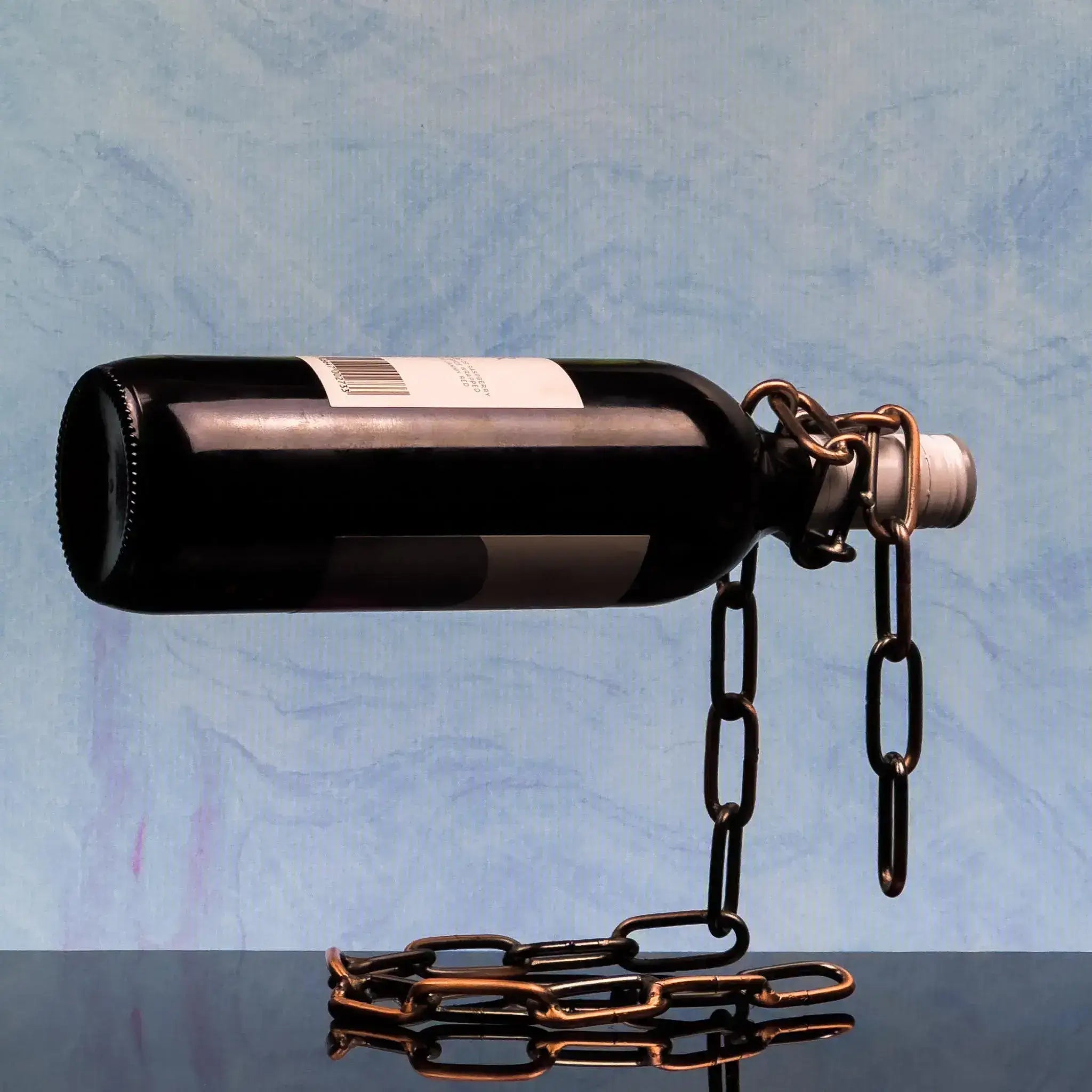 Elegant Metal Chain Link Wine Bottle Holder - Copper, Gold & Silver for Home Bar, Kitchen & Party Decor