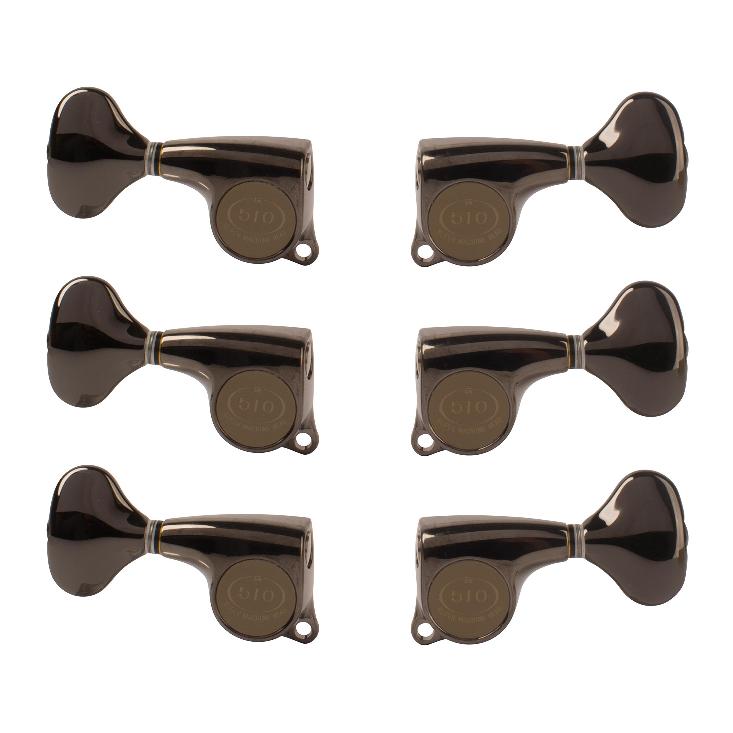 Gotoh Midsize 510 3+3 Guitar Tuners with Metal Knobs - Cosmo Black | Premium Guitar Tuning Machines for Electric & Acoustic Guitars | Perfect for Stage Performance & Studio Recording