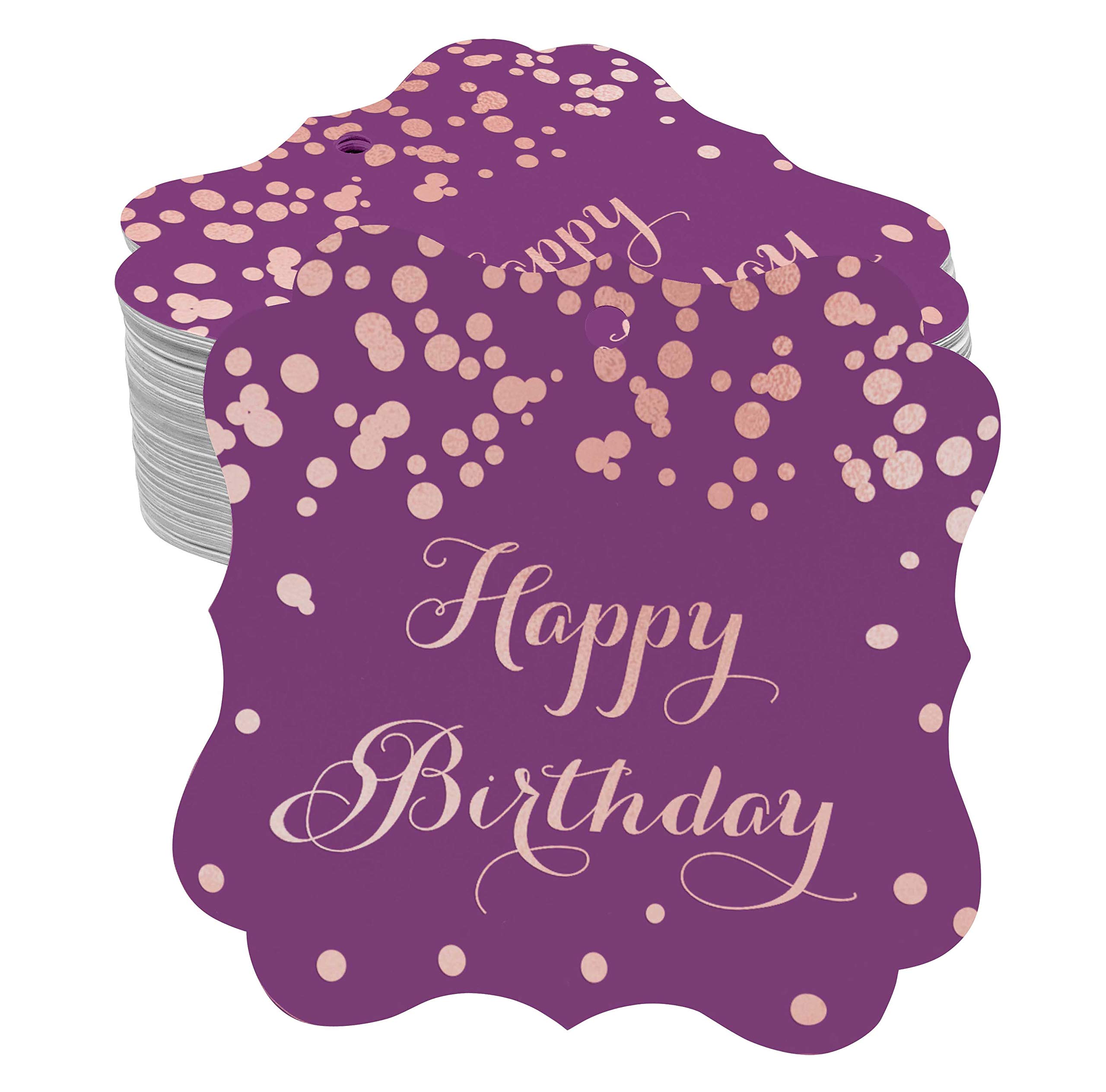 Premium Real Rose Gold Foil Bracket-Shaped Paper Hang Tags - 50-Pack for Birthday Party Favors, Wedding Decorations & Gift Wrapping