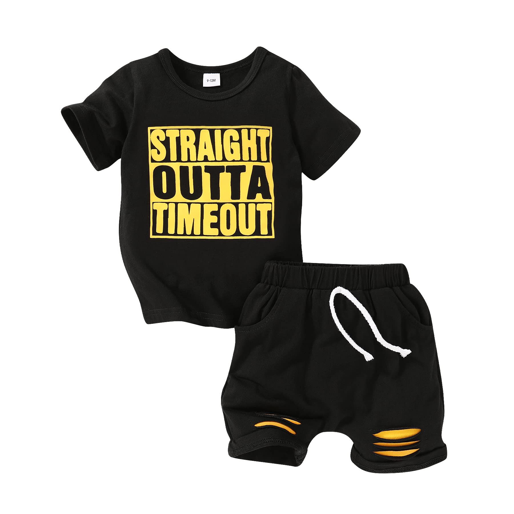 Happy Town Toddler Boys Summer Outfit - 2-Piece Short Sleeve T-Shirt & Shorts Set | Soft Cotton Baby Clothes for Playtime, Beach & Outdoor Activities