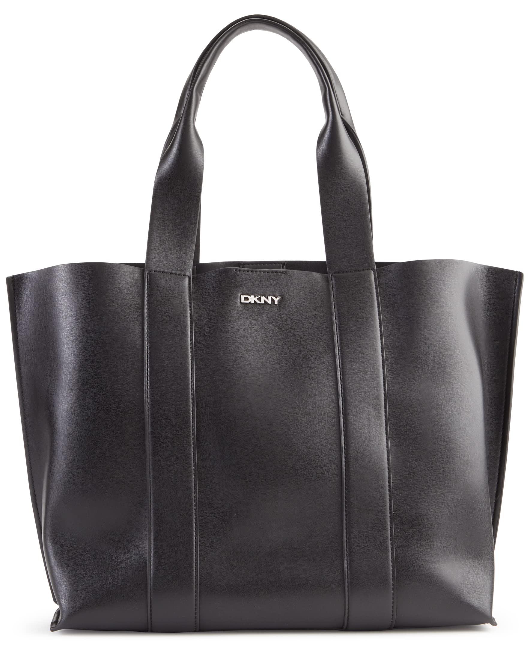 DKNY Casual Dakota Large Tote Handbag for Women - Black/Silver Leather Shoulder Bag - Perfect for Work, Travel & Everyday Use