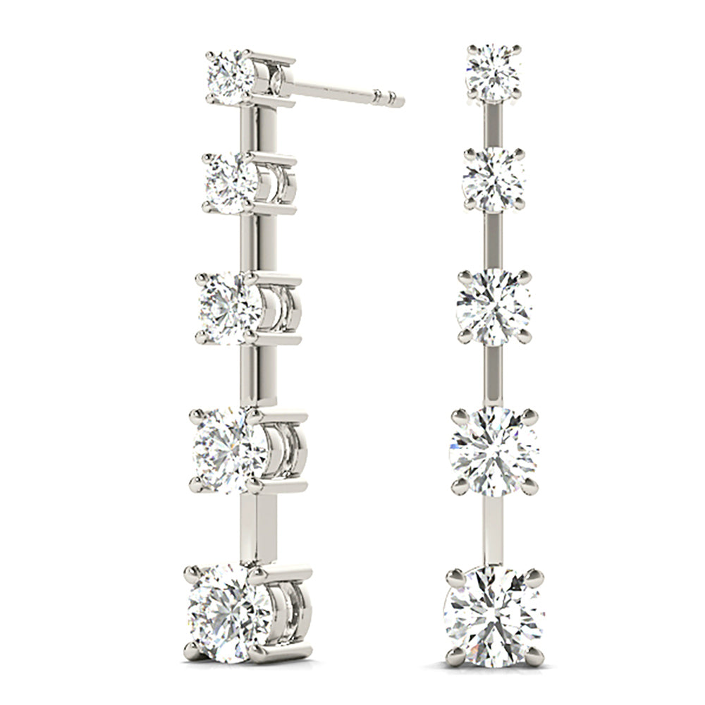 2.00 Carat Diamond Drop Earrings - Journey Style Dangle Earrings for Women | Elegant Wedding, Anniversary & Evening Party Jewelry Gift
