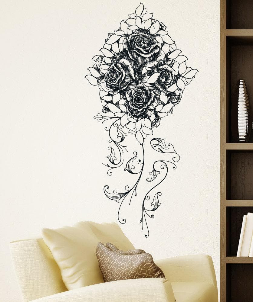Vinyl Wall Decal Sticker - Bouquet of Roses Floral Design #1233 | Perfect for Home Decor, Nursery, Bedroom & Office Wall Art