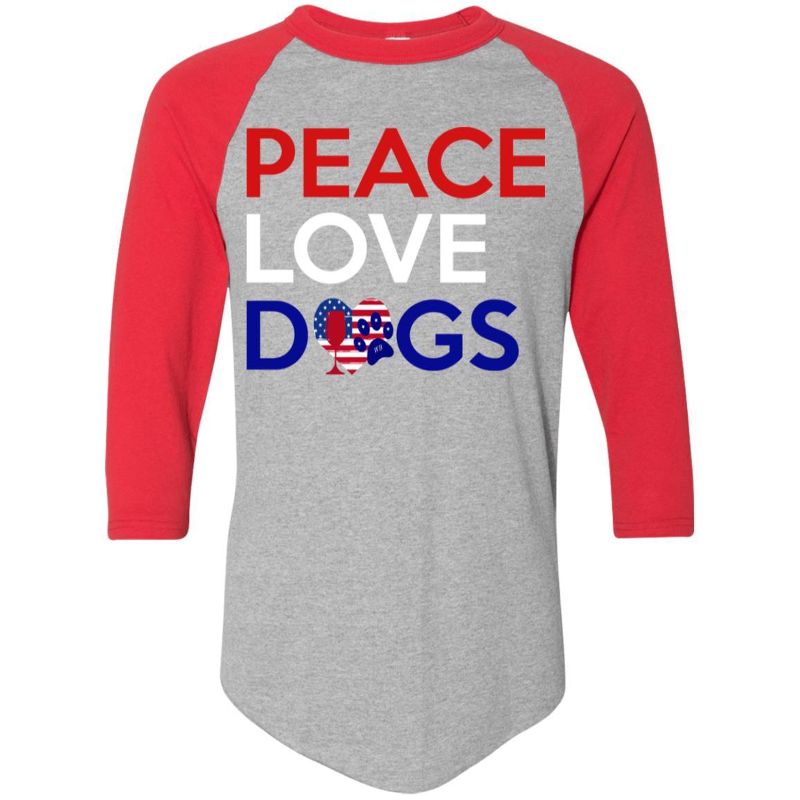 Peace Love Dogs Colorblock Raglan Jersey - Trendy & Comfortable Women's T-Shirt for Dog Lovers | Perfect for Casual Wear, Dog Walks & Pet-Themed Events