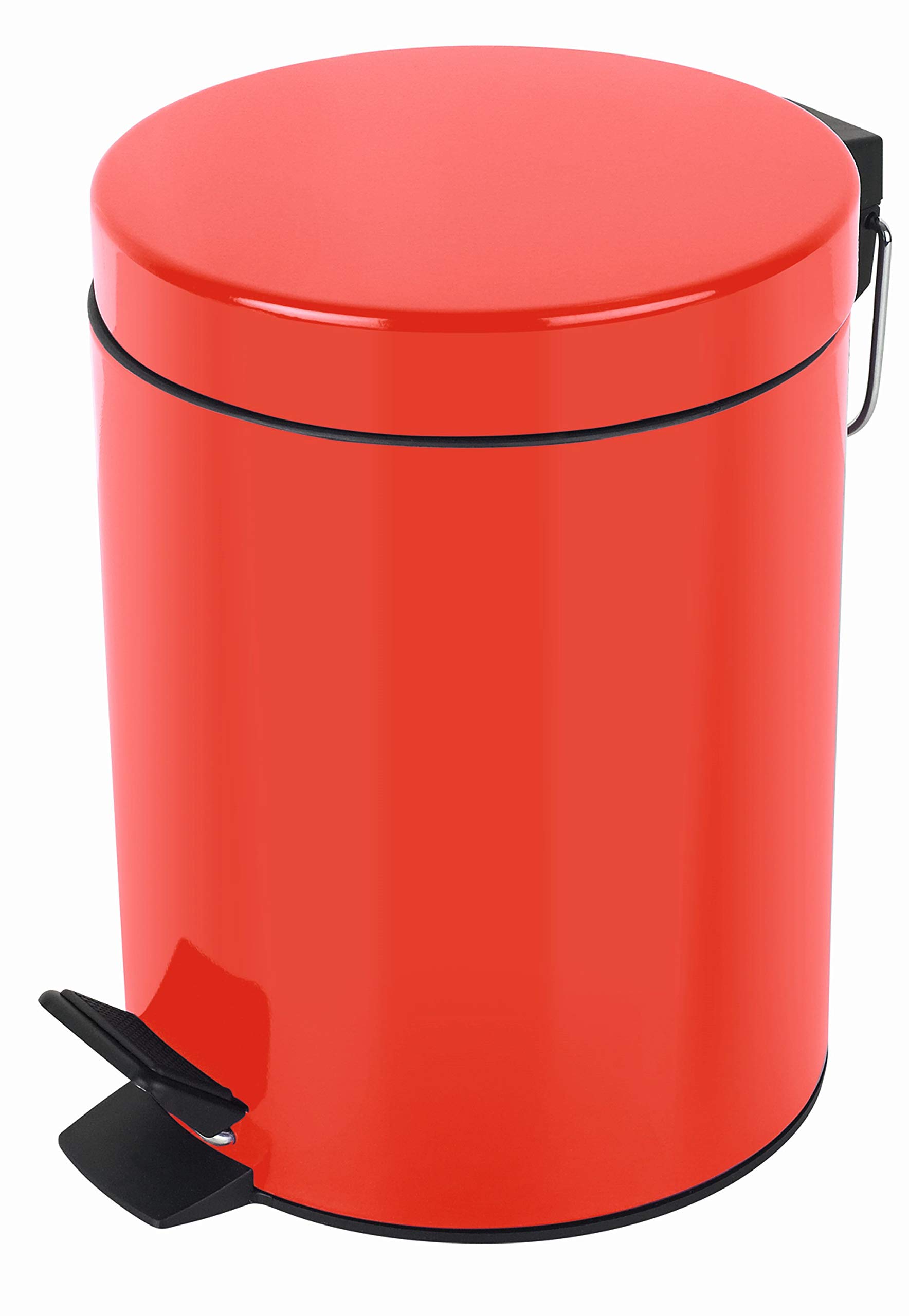 5L Stainless Steel Trash Can with Lid - Sydney Red Kitchen Garbage Bin for Home, Office & Outdoor Use
